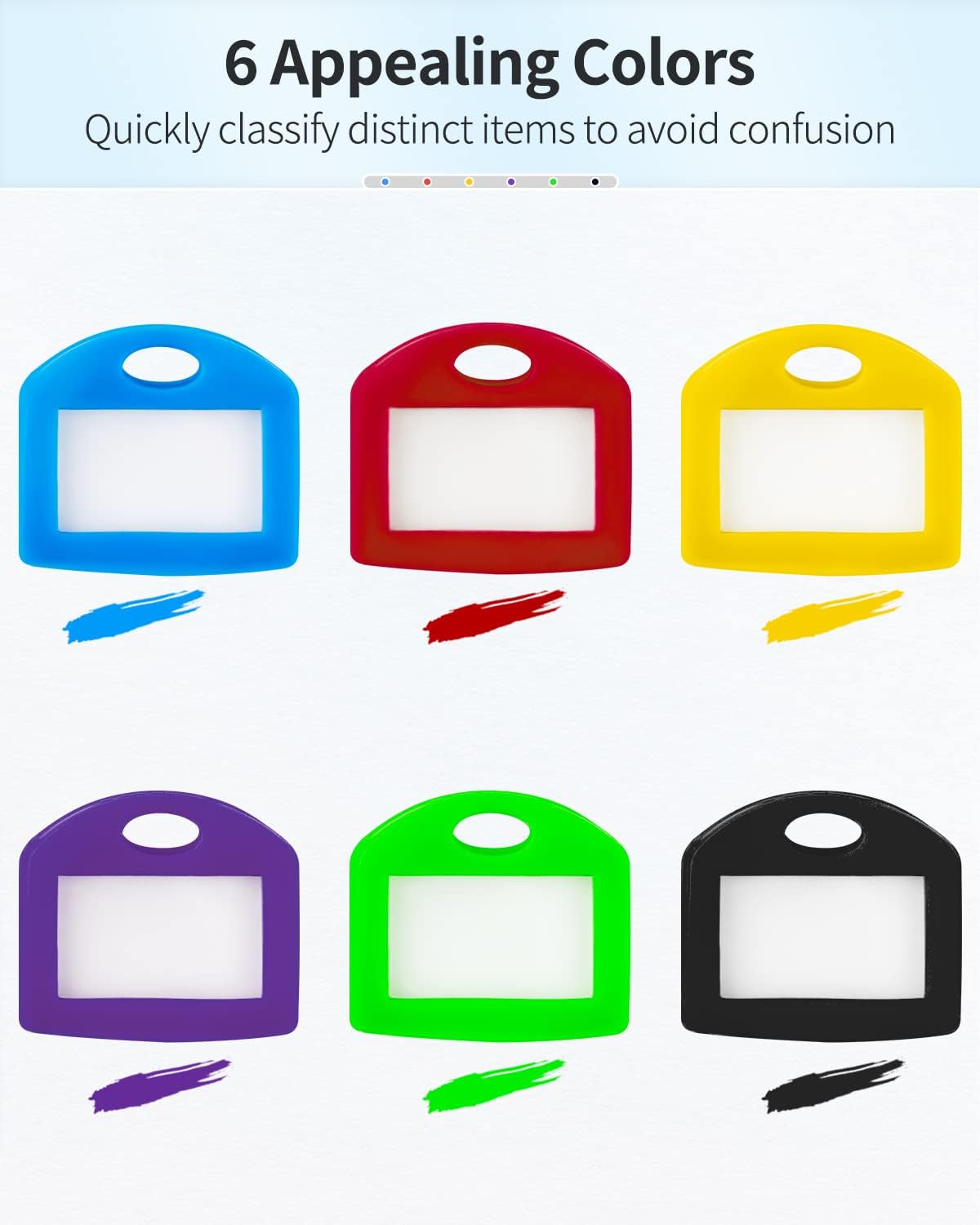 24 Pcs Key Covers Caps 1 Inch Key Covers Protectors with Blank Paper Labels and Clear Windows Soft Key Identifiers for Standard Regular Thin Flat House Keys Not for Odd-Shaped , 6 Colors