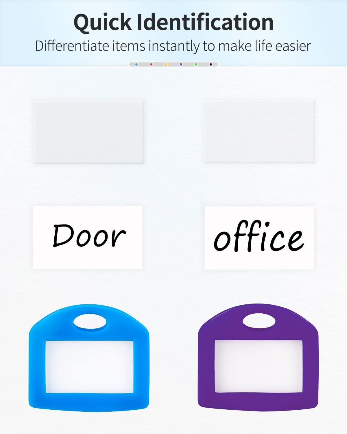 24 Pcs Key Covers Caps 1 Inch Key Covers Protectors with Blank Paper Labels and Clear Windows Soft Key Identifiers for Standard Regular Thin Flat House Keys Not for Odd-Shaped , 6 Colors