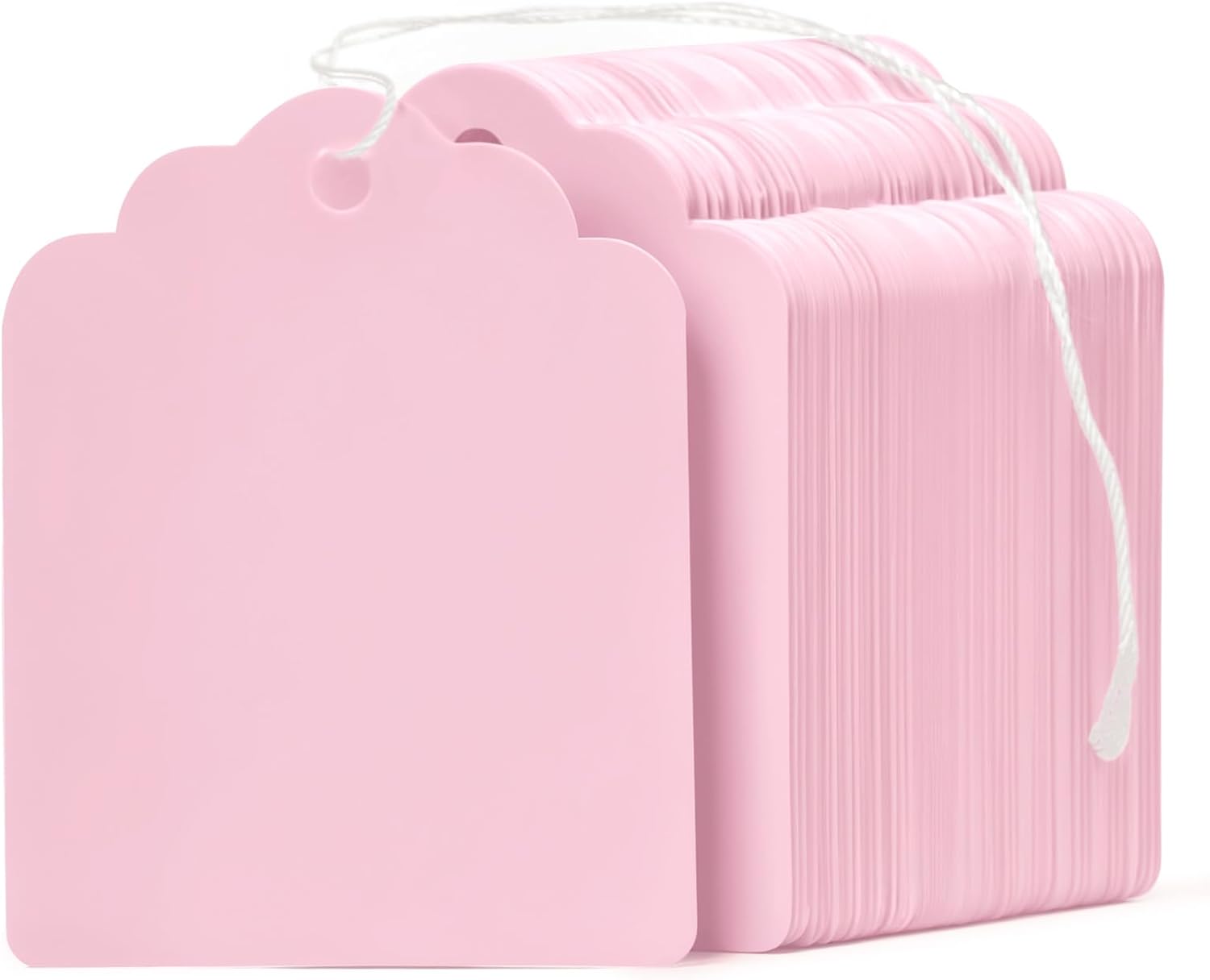 200 Pcs Price Tags with String Attached 1.8 Inch Writable Pink Hang Tag String Tags for Pricing Clothing Jewelry Price Display Labels Blank Merchandise Marking Paper Tag, 1 3/4" x 1 3/8"