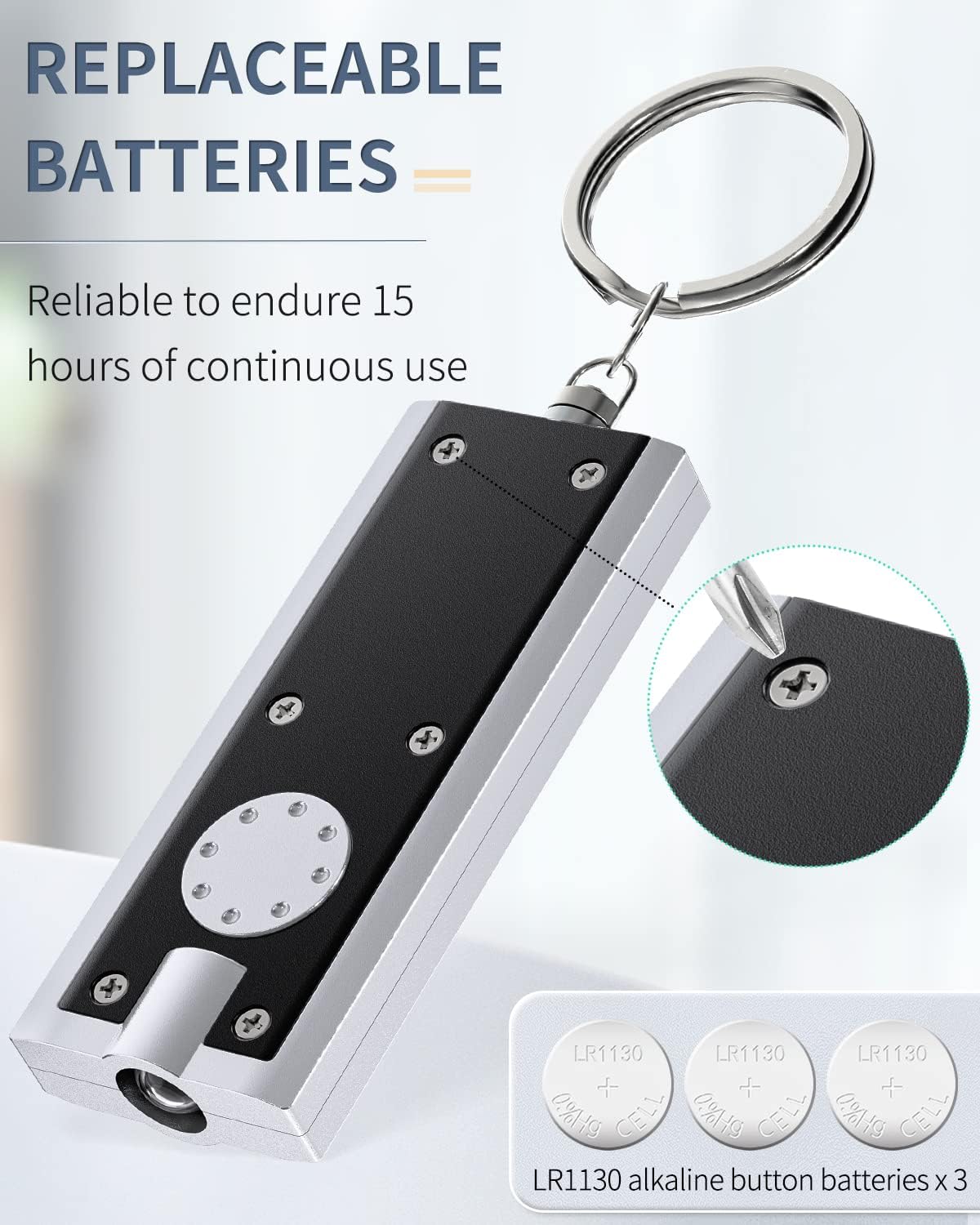 10 Pack Mini LED Keychain Flashlight 12 Lumen Portable Ultra Bright Light Battery Powered Flat Black Torch for EDC Outdoor Camping Hiking and Emergency Lighting Batteries Included