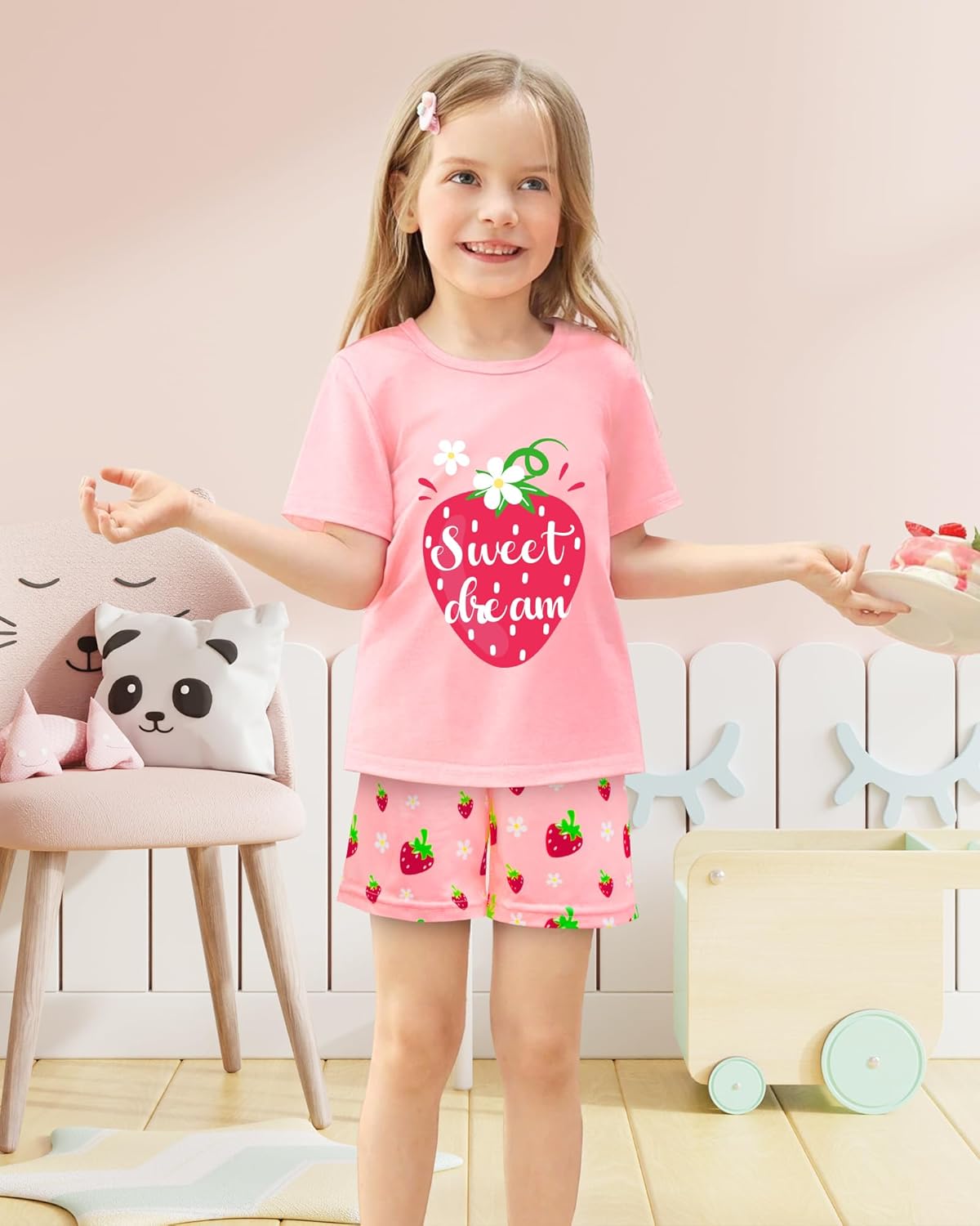 Girls Pajamas Short Sleeve Toddler Summer Pjs Girls' Sleepwear 2 Pieces Lounge Sets Kids Clothes 3T-14Y