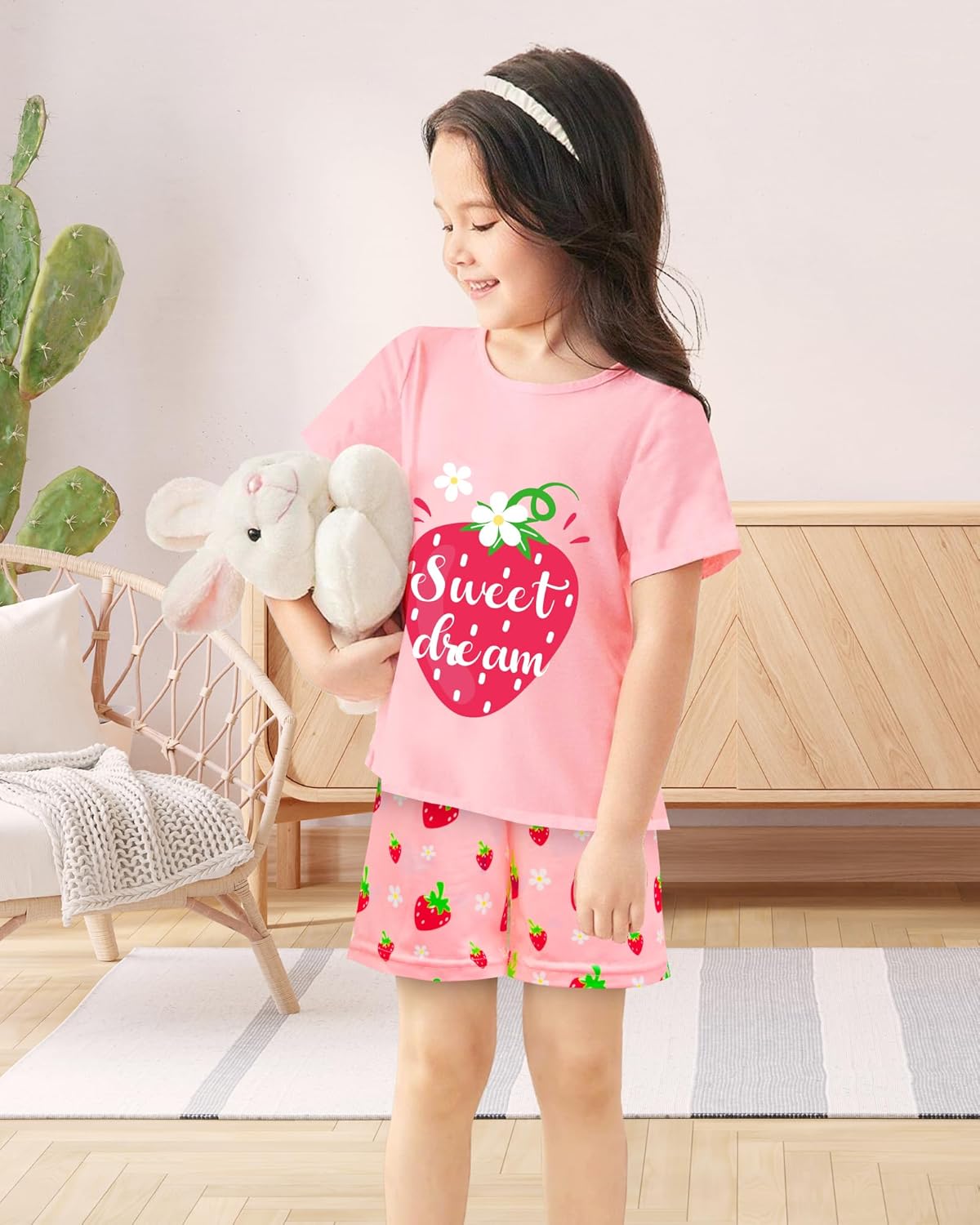 Girls Pajamas Short Sleeve Toddler Summer Pjs Girls' Sleepwear 2 Pieces Lounge Sets Kids Clothes 3T-14Y