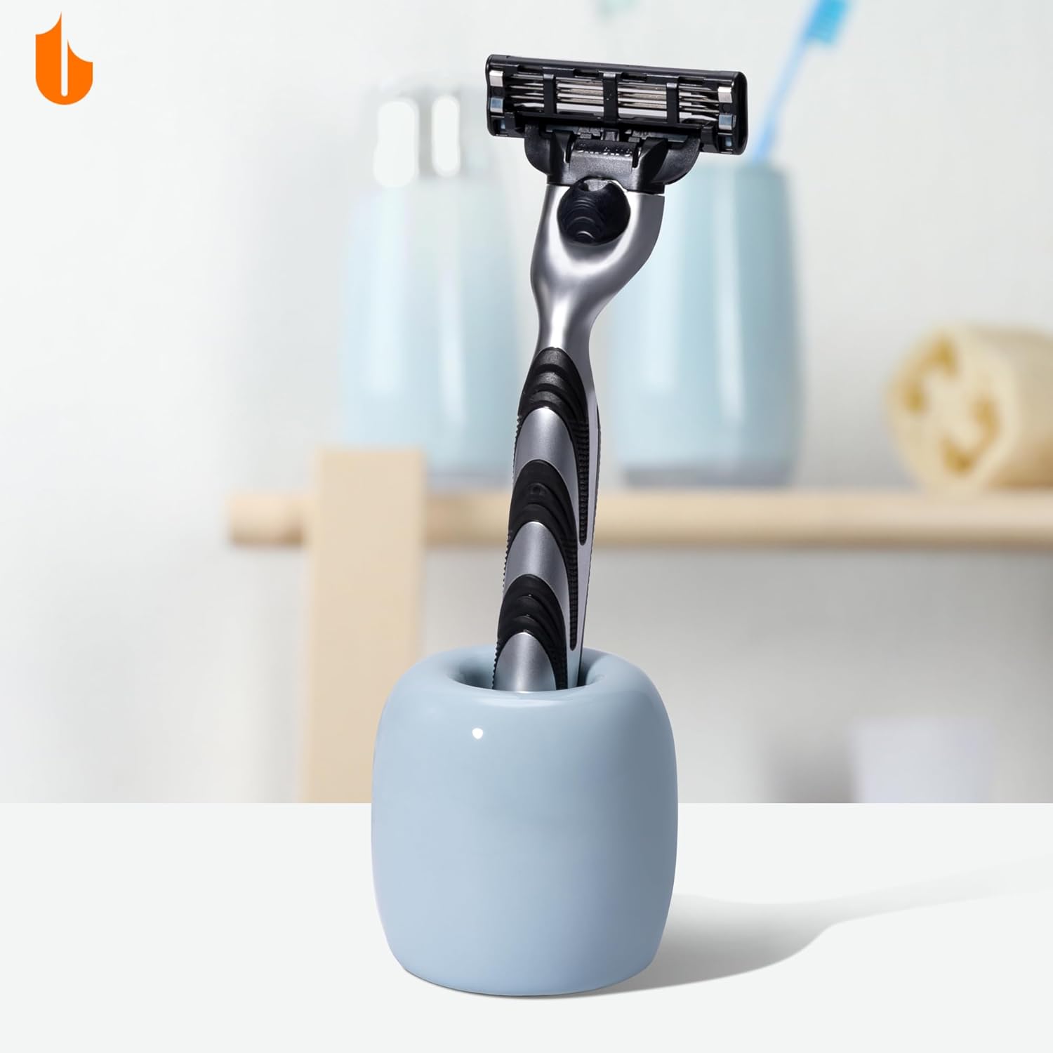 Ceramic Toothbrush Holders for Bathrooms, Sleek Tooth Brush Holder Toothbrush Stand Tooth Brushing Holder, Portable Bathroom Accessories Organizer, Dark Green, 2 Pack