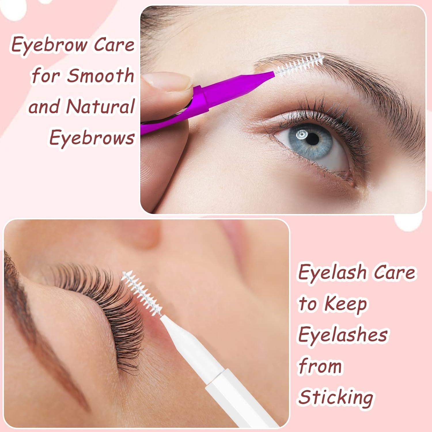 100Pcs Micro Eyebrow Brush, Eyelash Comb Brush with Cap, Multifunctional Brow Lamination Brush Eyebrow Spoolies for Eyebrows, Portable Brow Brushes for Eyebrows Eyelash Extensions Tool, 5 Colors