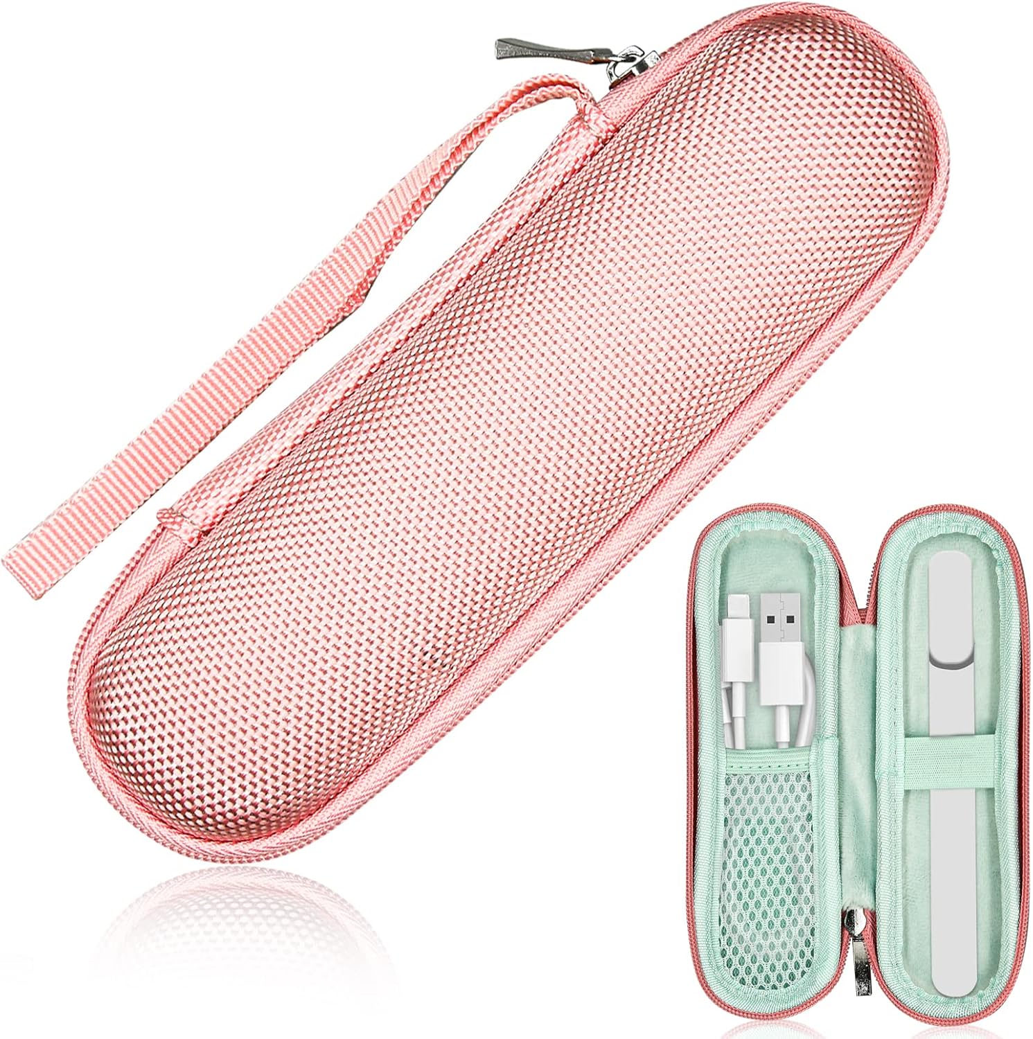 Portable Hard Carrying Case for Solowave 4 in 1 facial wand, Solawave wand for face Protective Bag Storing USB Cable, Hard Case Facial Wand with Zipper and Hanging Rope Pink