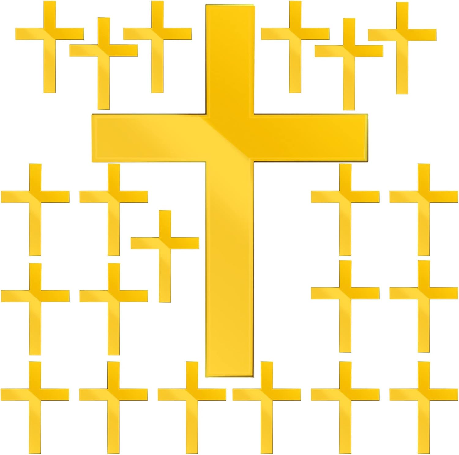 22 Pieces Baptism Cake Toppers Cross Cake Topper Gold Mirror Crossing Cupcake Toppers Acrylic Cross Cake Toppers Baptism Decor for Baby Shower Birthday Party Christian Decorations Gold Classic Style