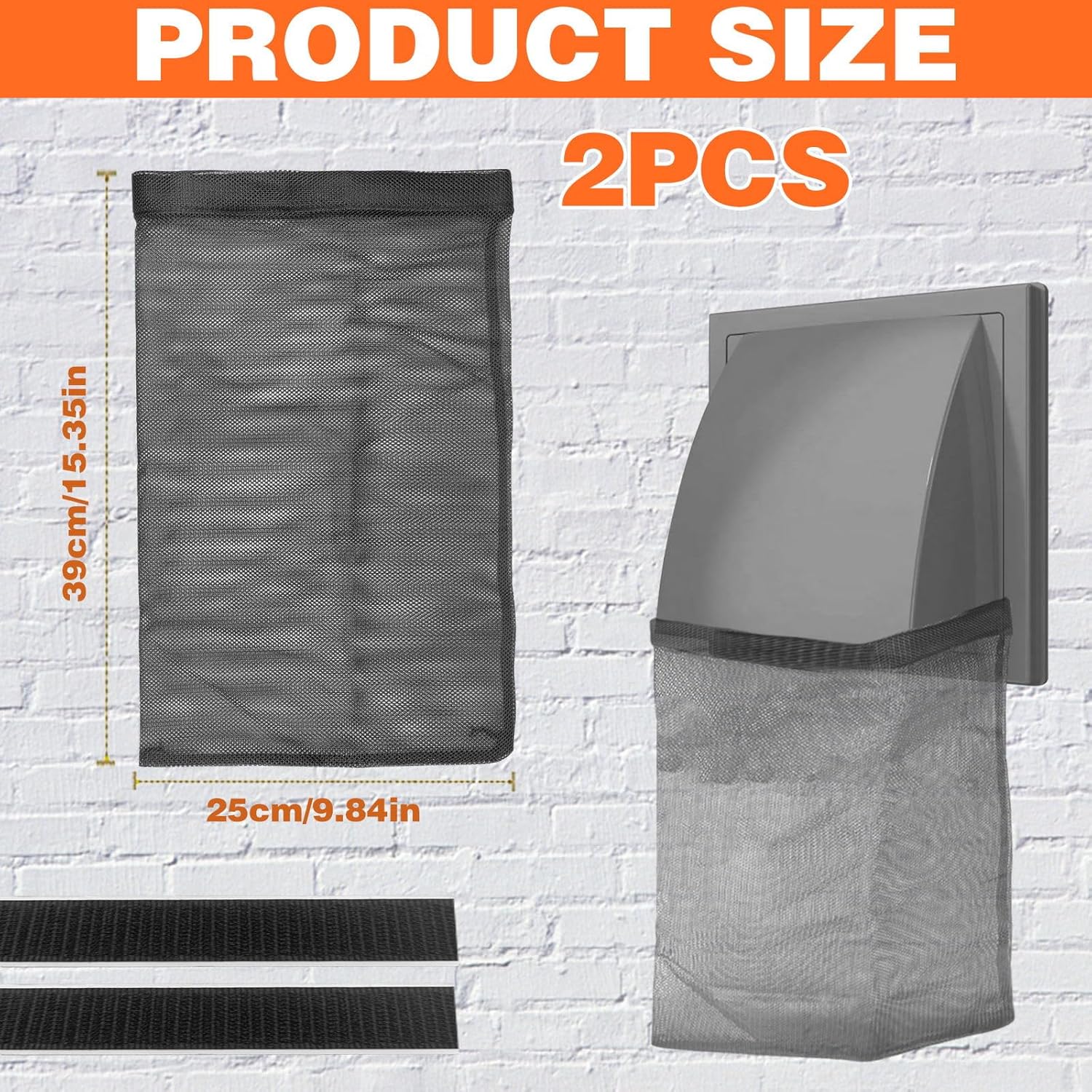 2Pcs Dryer Vent Lint Bags Lint Traps, Dryer Lint Trap Dryer Lint Catcher Lint Bag for Outdoor Dryer Vent, 15.35 X 9.84 Inch Exterior Dryer Vent Cover Capturing Lint and Dust for House Black