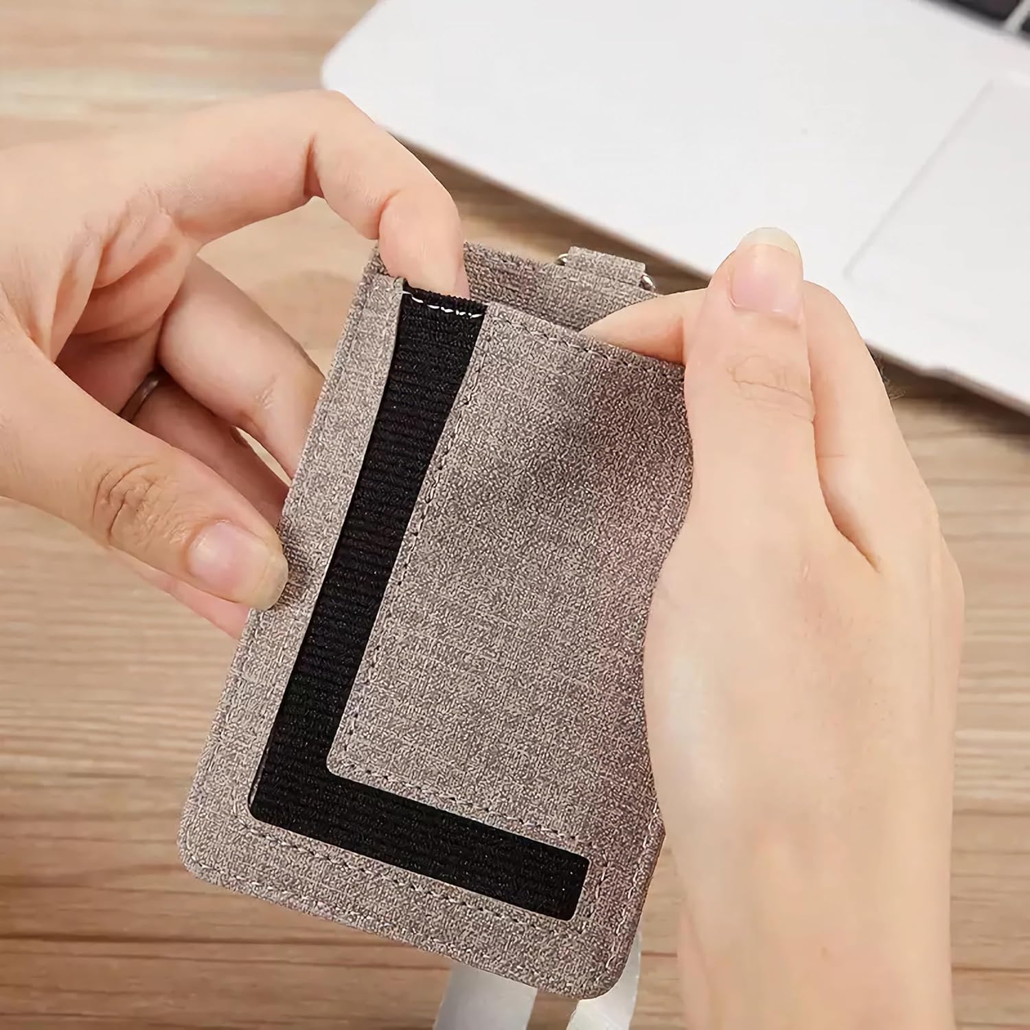 PU Leather ID Badge Holder with Clear Window, Vertical ID Card Holder, Dual Card Slots, 1-Pack Card Holder, 4 Colors