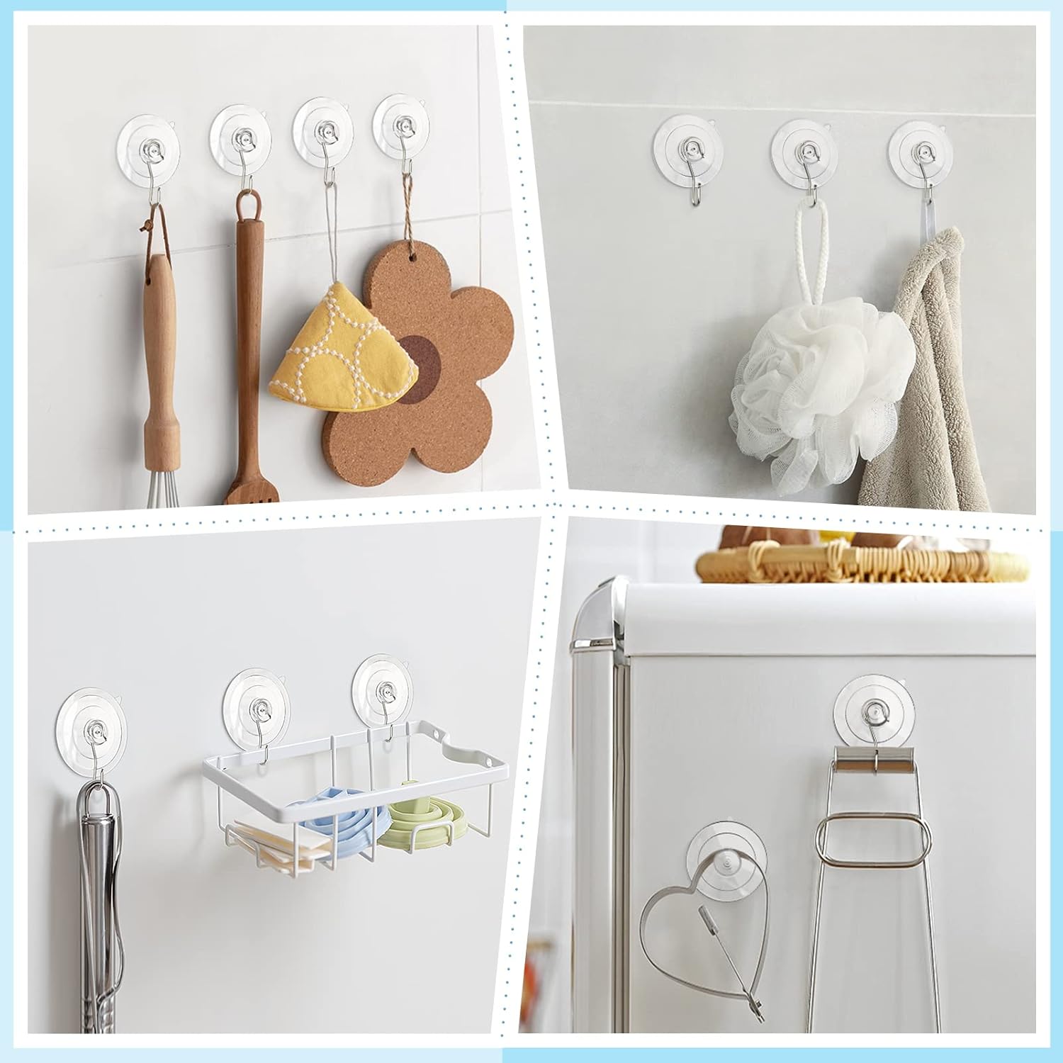 Suction Cup Hooks, 1.77 Inch Small Window Suction Cups with Metal Hooks, Removable and Reusable, Clear, 12 Pcs