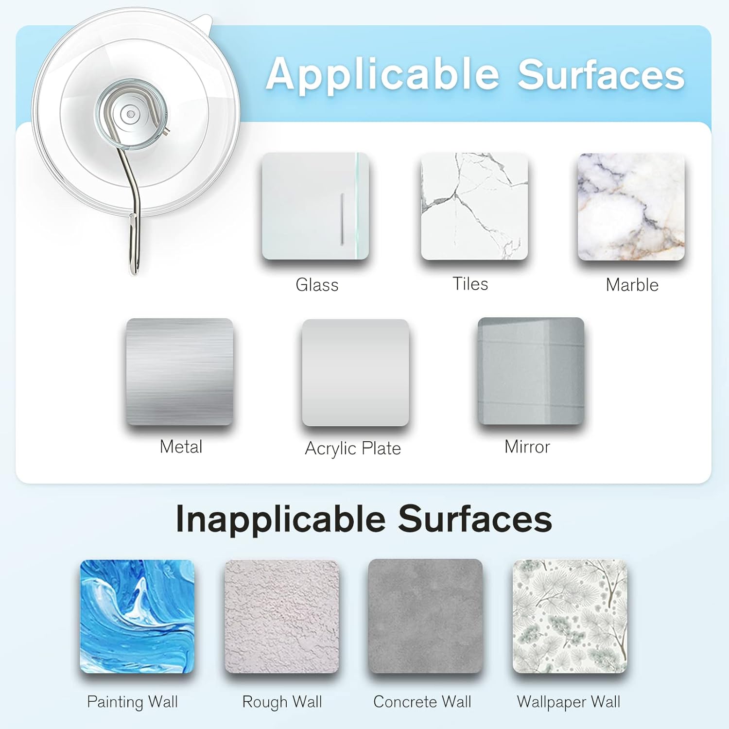 Suction Cup Hooks, 1.77 Inch Small Window Suction Cups with Metal Hooks, Removable and Reusable, Clear, 12 Pcs