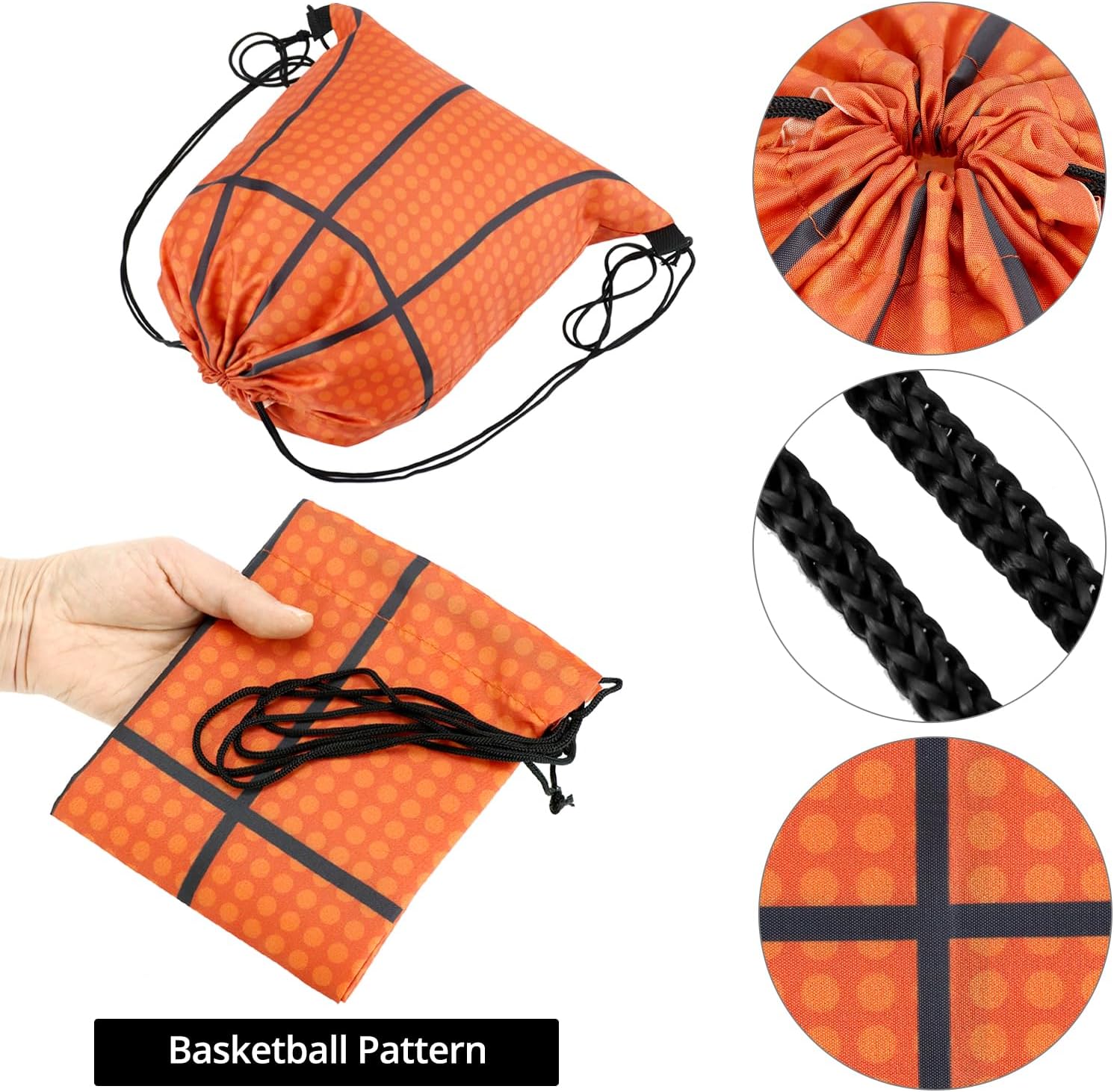 Small Sport Drawstring Bags - 12 Pack Basketball Style Foldable Polyester Backpacks with Adjustable Straps Candy Bag - 10 x 12 Inch