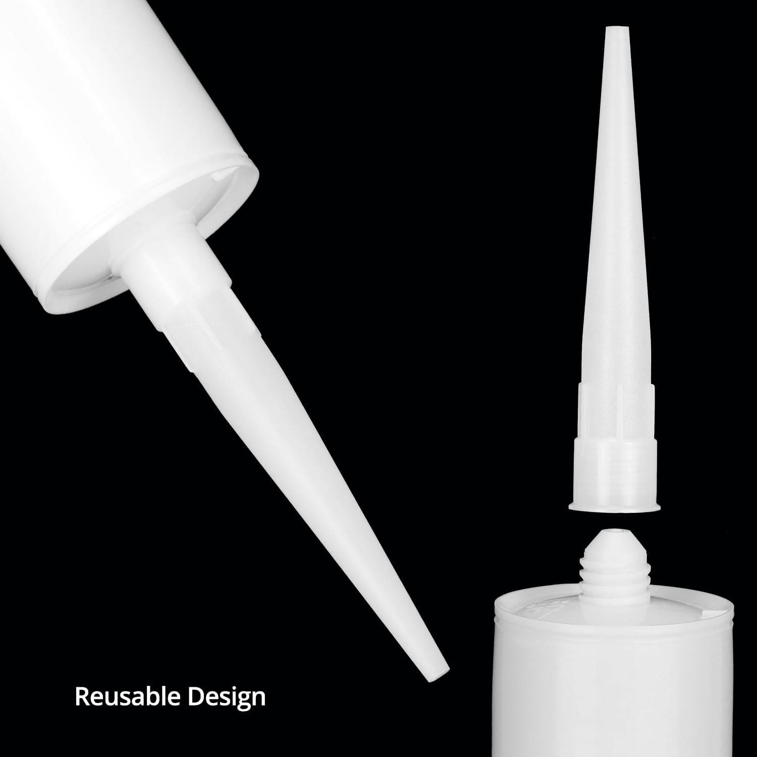 Empty Caulking Sealant Tubes - 11 Oz Capacity Each, 4 Pack Reusable Plastic, for Standard Caulking Guns