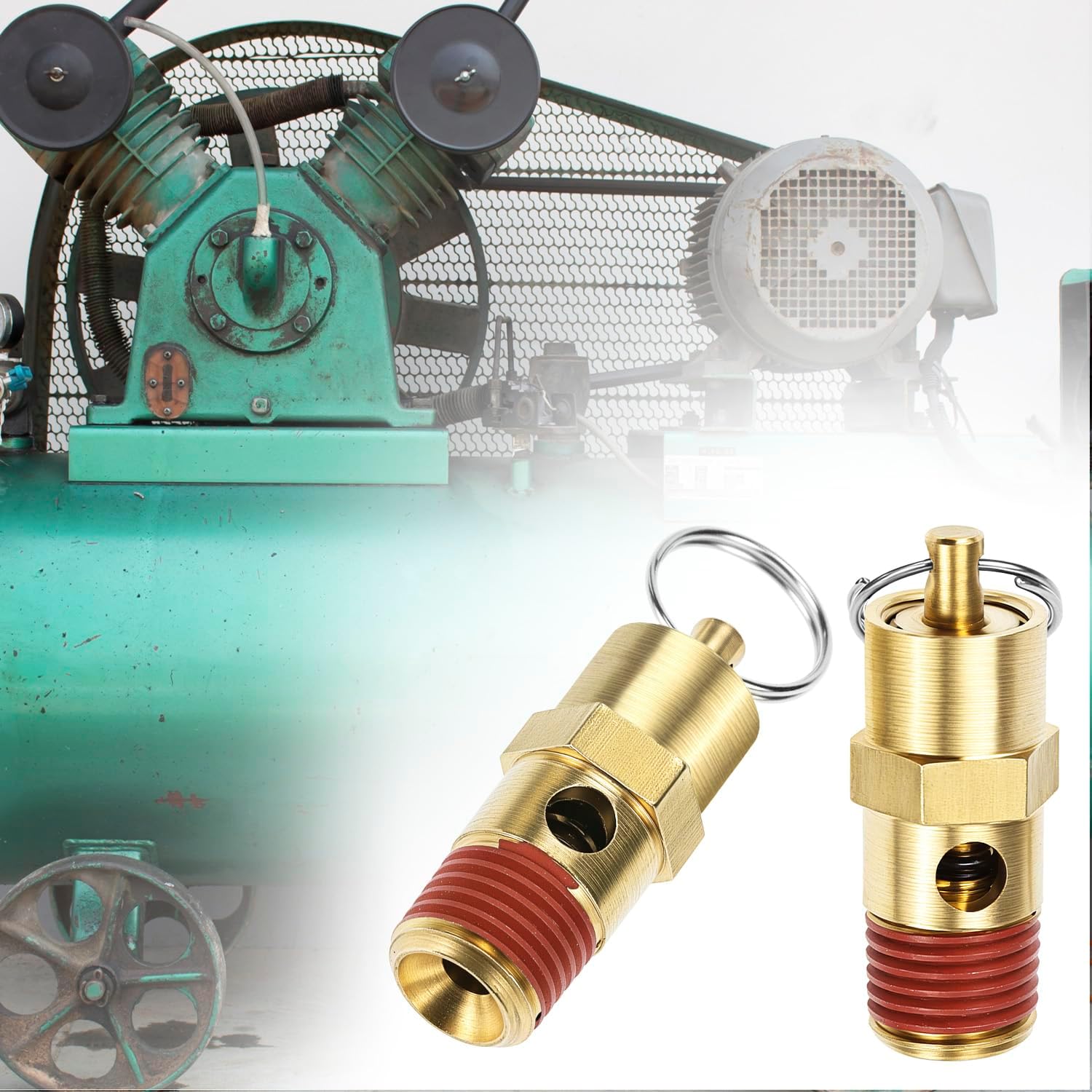 Brass Pressure Relief Valve 2 Pack - 1/4 Inch NPT Threaded, 150 PSI Rating, Air Compressor Check Valve with Seal Thread Locks