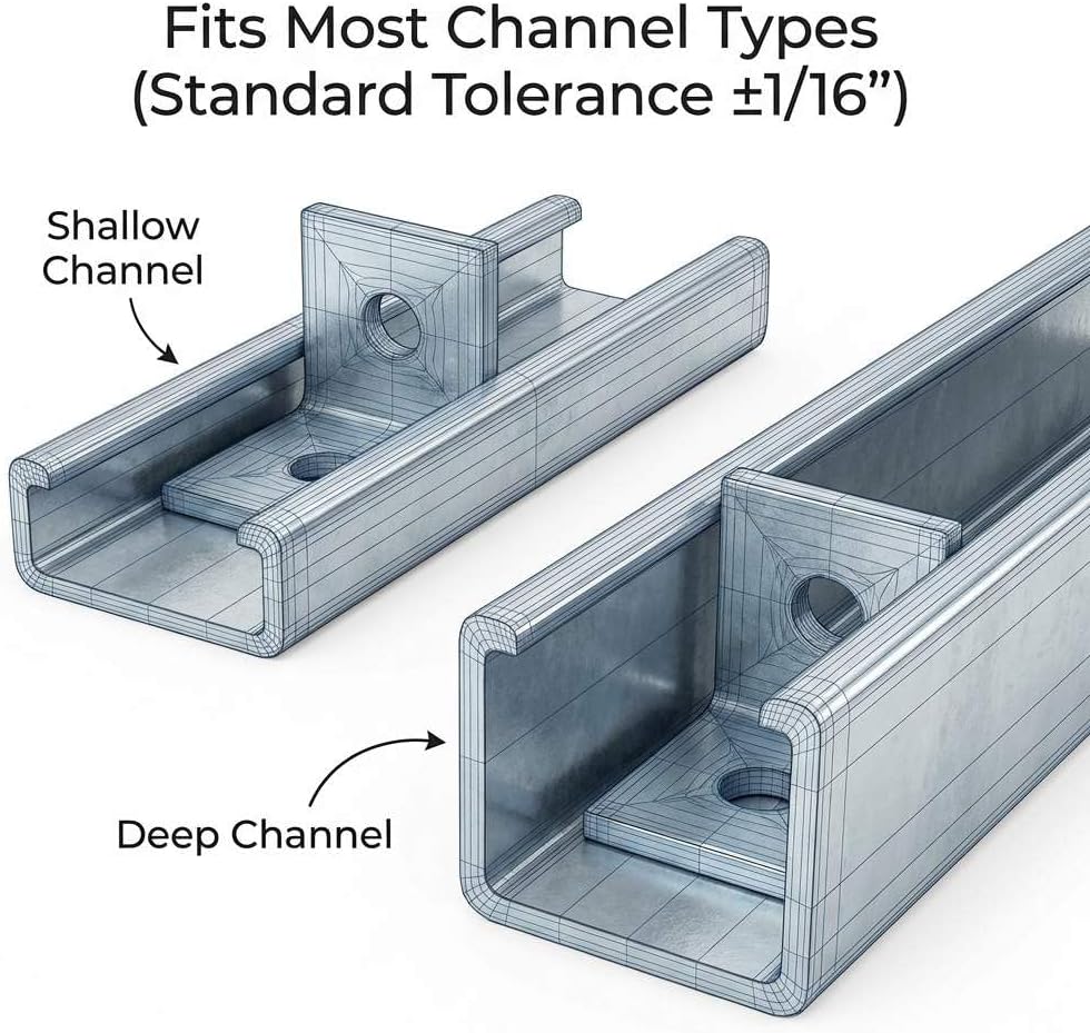 10-Pack Heavy Duty L-Shaped Connector Brackets - 2 Hole, Compatible with All 1-5/8" Strut Channels, 1/2" Bolt Hole, 90 Degree Angle, Electrogalvanized Carbon Steel