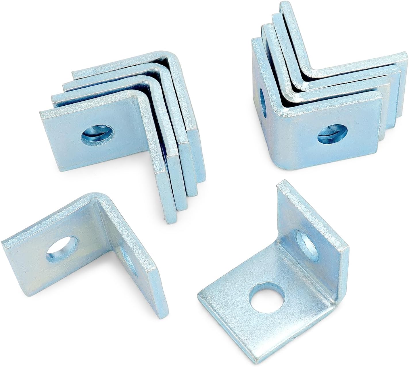 10-Pack Heavy Duty L-Shaped Connector Brackets - 2 Hole, Compatible with All 1-5/8" Strut Channels, 1/2" Bolt Hole, 90 Degree Angle, Electrogalvanized Carbon Steel