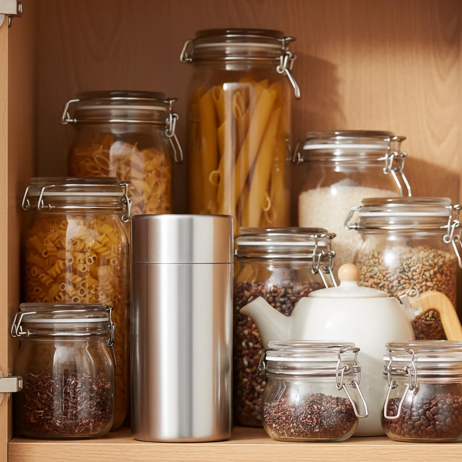 304 Stainless Steel Airtight Storage Container, Multifunctional 550ml, Ideal for Coffee, Tea, Sugar, Flour