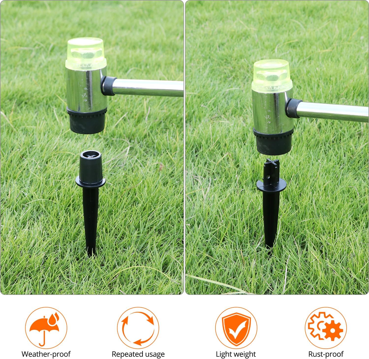 Metal Stakes Solar Lights Replacement Spike, 8 Pack Reinforced Ground Stakes, Replacement Nails for Garden Lights Landscape Pathway Patio Lamps Pole, 0.78x5.36 inches Outdoor Ground Stake
