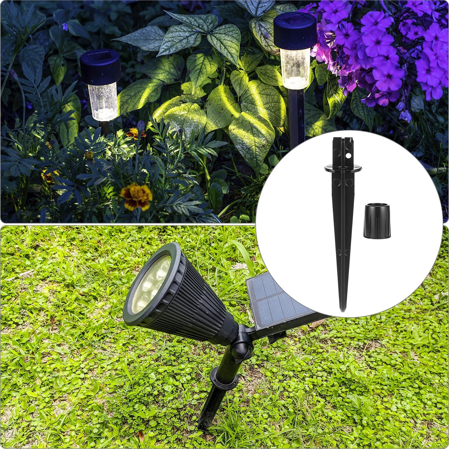 Metal Stakes Solar Lights Replacement Spike, 8 Pack Reinforced Ground Stakes, Replacement Nails for Garden Lights Landscape Pathway Patio Lamps Pole, 0.78x5.36 inches Outdoor Ground Stake
