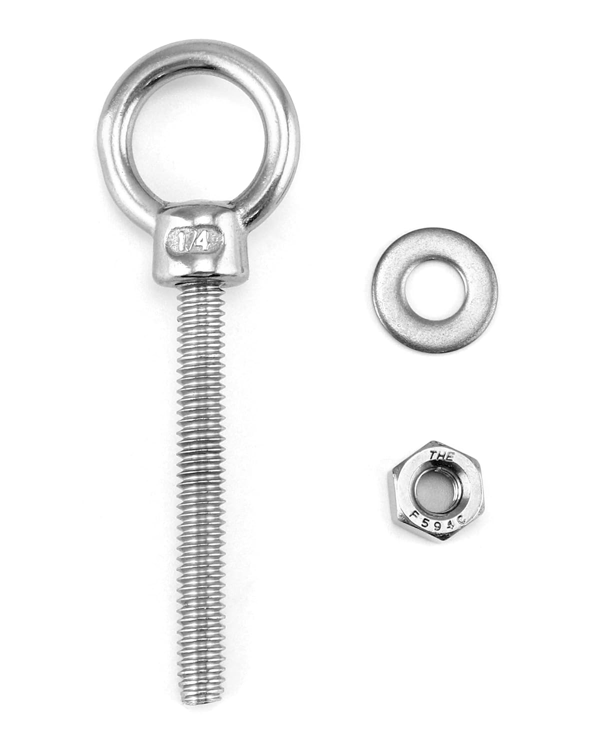 Shoulder Eye Bolts, 10 Pack 316 Stainless Steel Shoulder Threaded Eyebolts- 1/4" x 2" with High Corrosion Resistance and 400 lbs WLL - for Straight and Angular Pulls