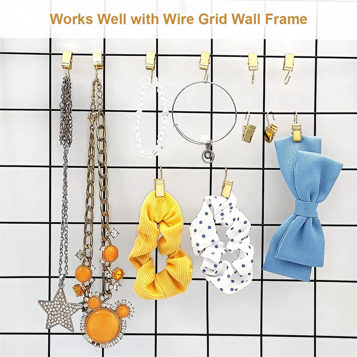 Small Curtain Clips Gold - 100 Pack Stainless Steel Curtain Hooks for Hanging Party String Lights Indoor, Art Crafts, Christmas Wedding Decoration Light Gold