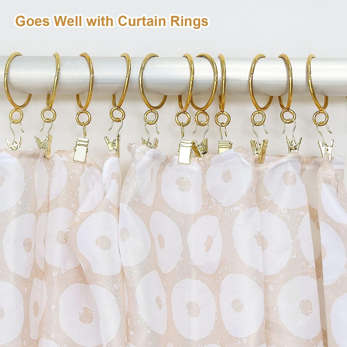 Small Curtain Clips Gold - 100 Pack Stainless Steel Curtain Hooks for Hanging Party String Lights Indoor, Art Crafts, Christmas Wedding Decoration Light Gold