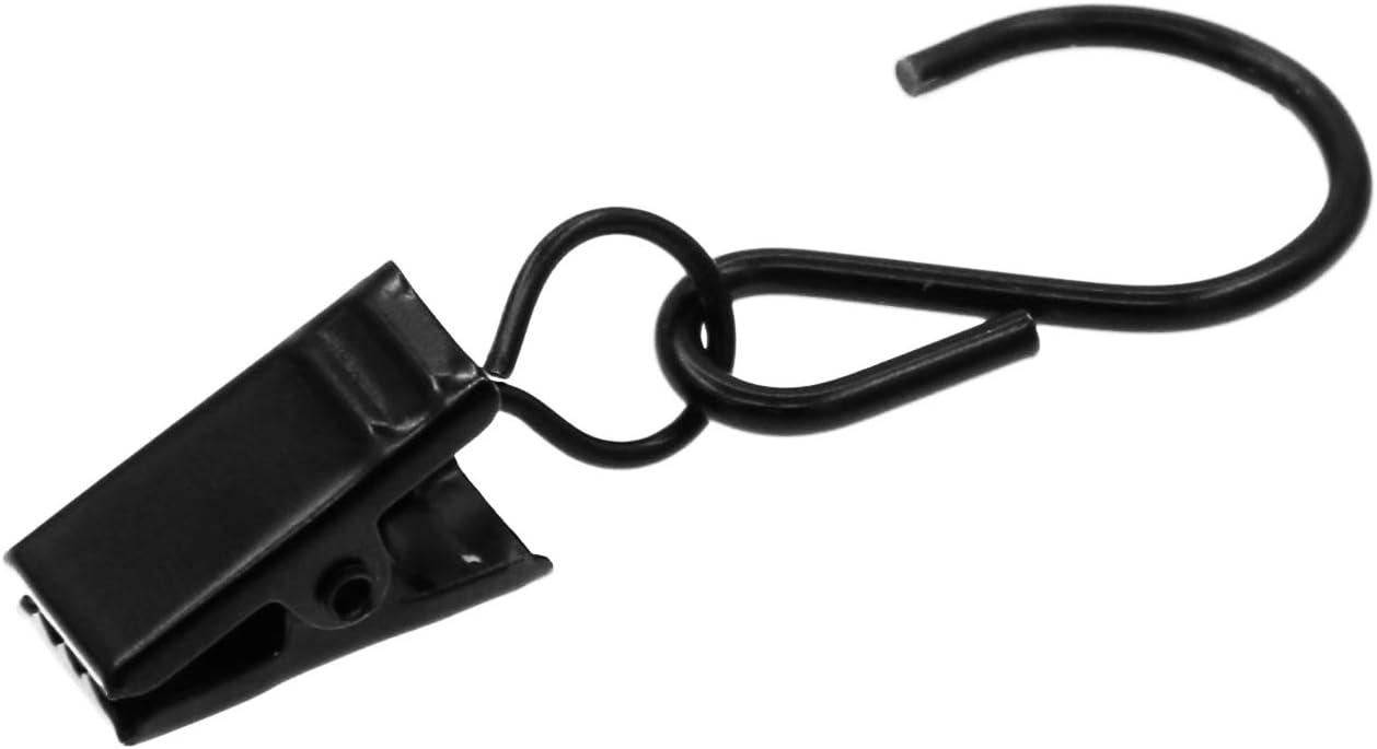 Curtain Clips Gutter Hooks, 40 Pcs Metal S Hooks Awning Xmas Light Shower Hanging Clips for Christmas Decoration, Indoor and Outdoor Black