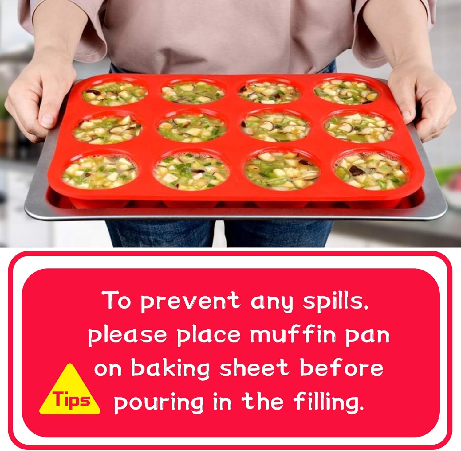 12 Cups Silicone Muffin Pan - Nonstick Cupcake Pan 1 Pack Regular Size Silicone Mold for Baking