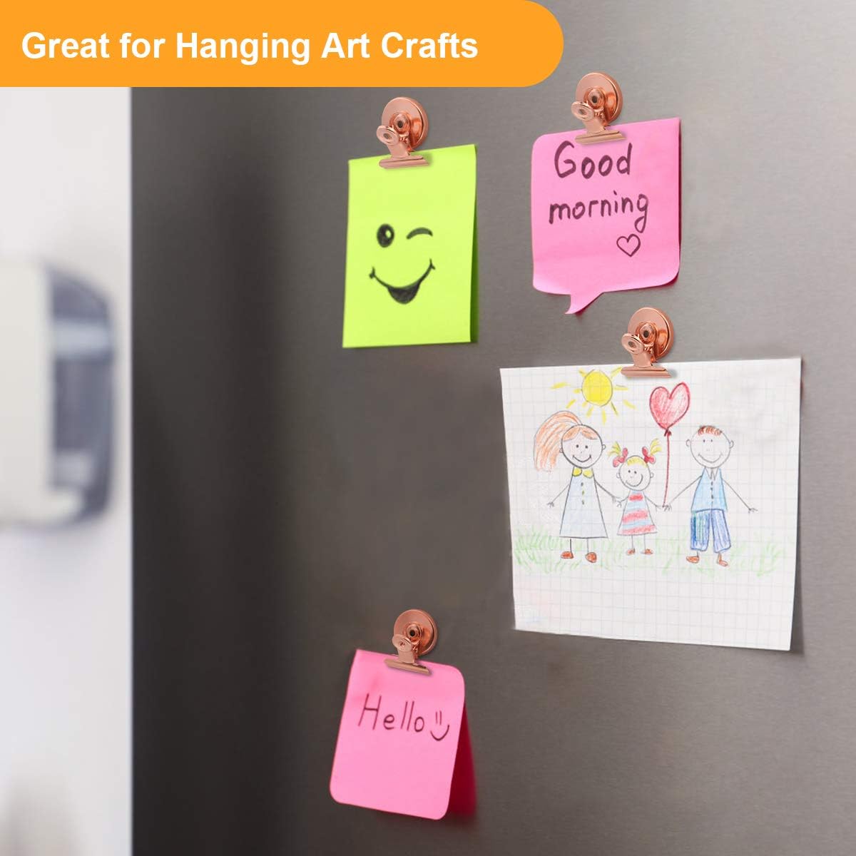 Fridge Magnetic Clips Round - 20 Pack Strong Metal Refrigerator Magnet Clip 30mm Wide Scratch-Free for Whiteboard School Teaching Office Kitchen Use Rose Gold