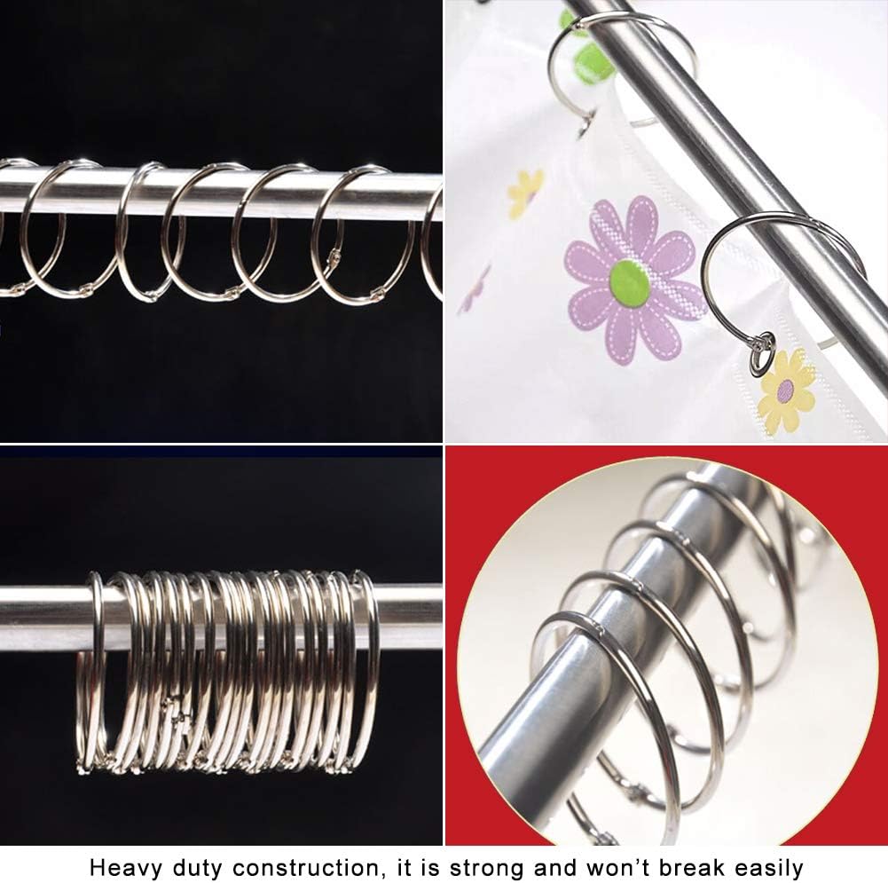 Metal Shower Curtain Rings - 20 Pack 2 Inch Large Silver Round Loop for Hanging Drapes, Easy Open and Close 50 mm