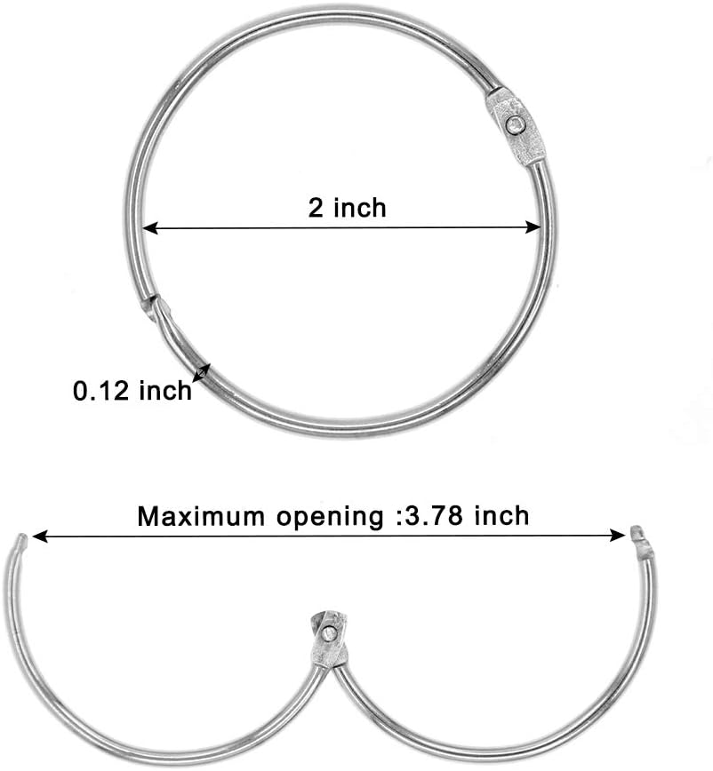 Metal Shower Curtain Rings - 20 Pack 2 Inch Large Silver Round Loop for Hanging Drapes, Easy Open and Close 50 mm