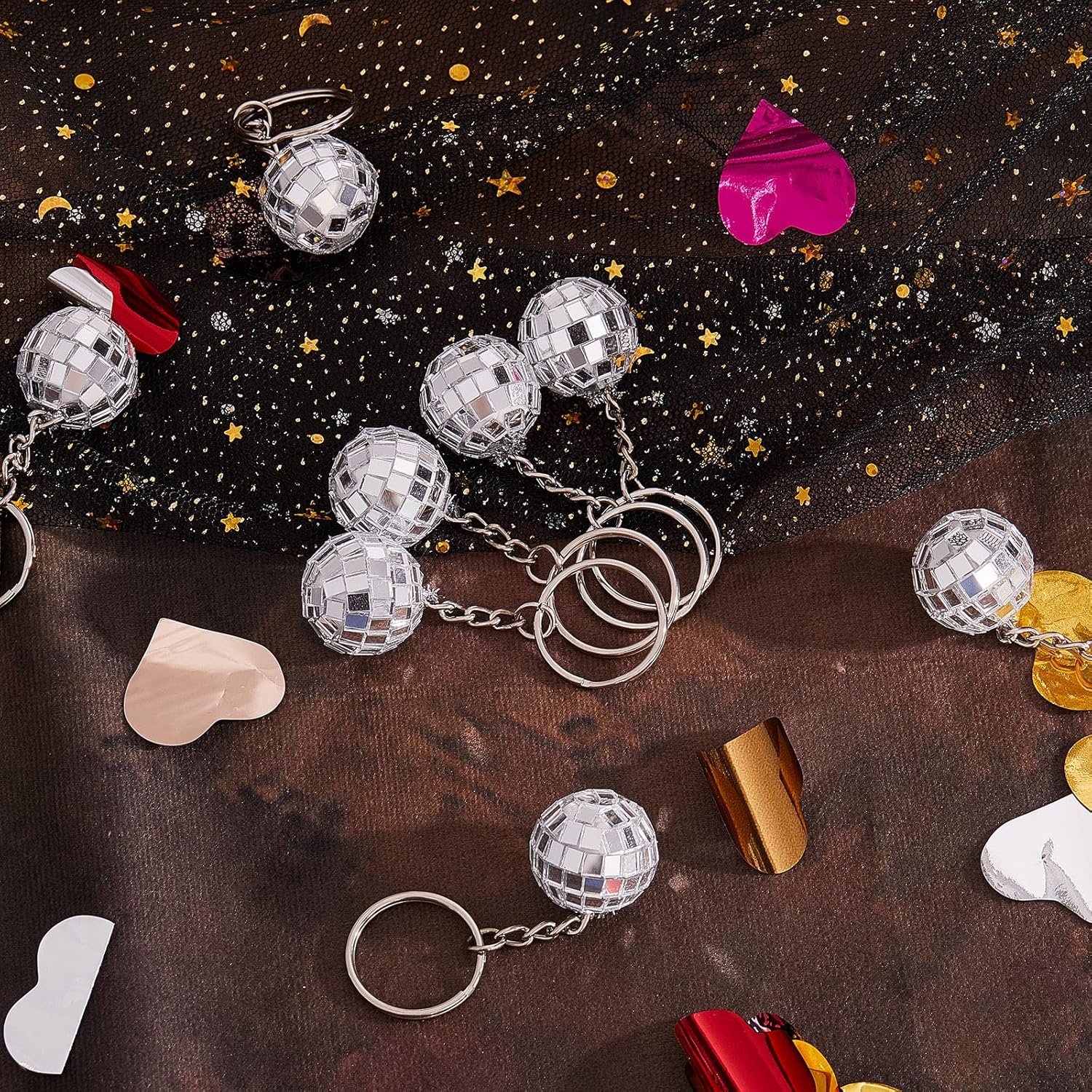 12 Pieces Mini Mirror Disco Ball Keychains Bulk Silver Disco Ball 70s 80s 90s Keychains Accessories Party Favors for Halloween Christmas Thanksgiving Party Supplies Decorations