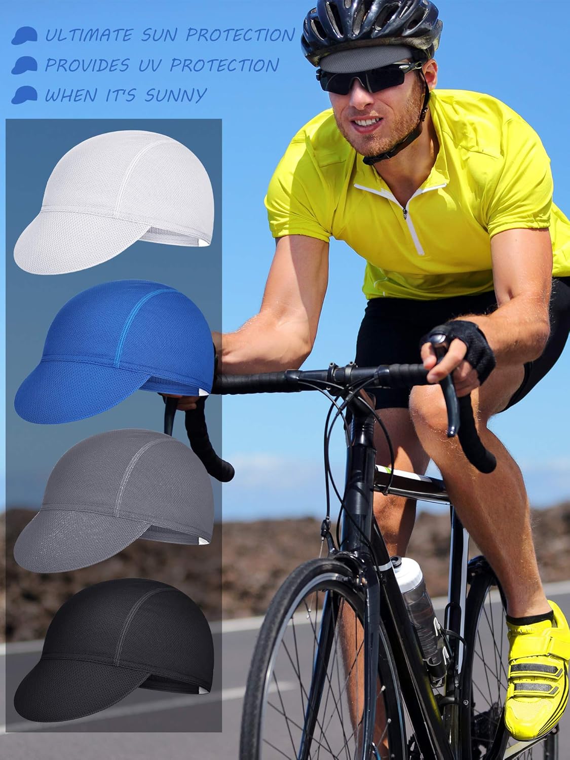 4 Pieces Summer Unisex Cycling Cap Breathable Bicycle Caps Sweat-Absorbing Biking Caps for Women Men Running Outdoor Sports