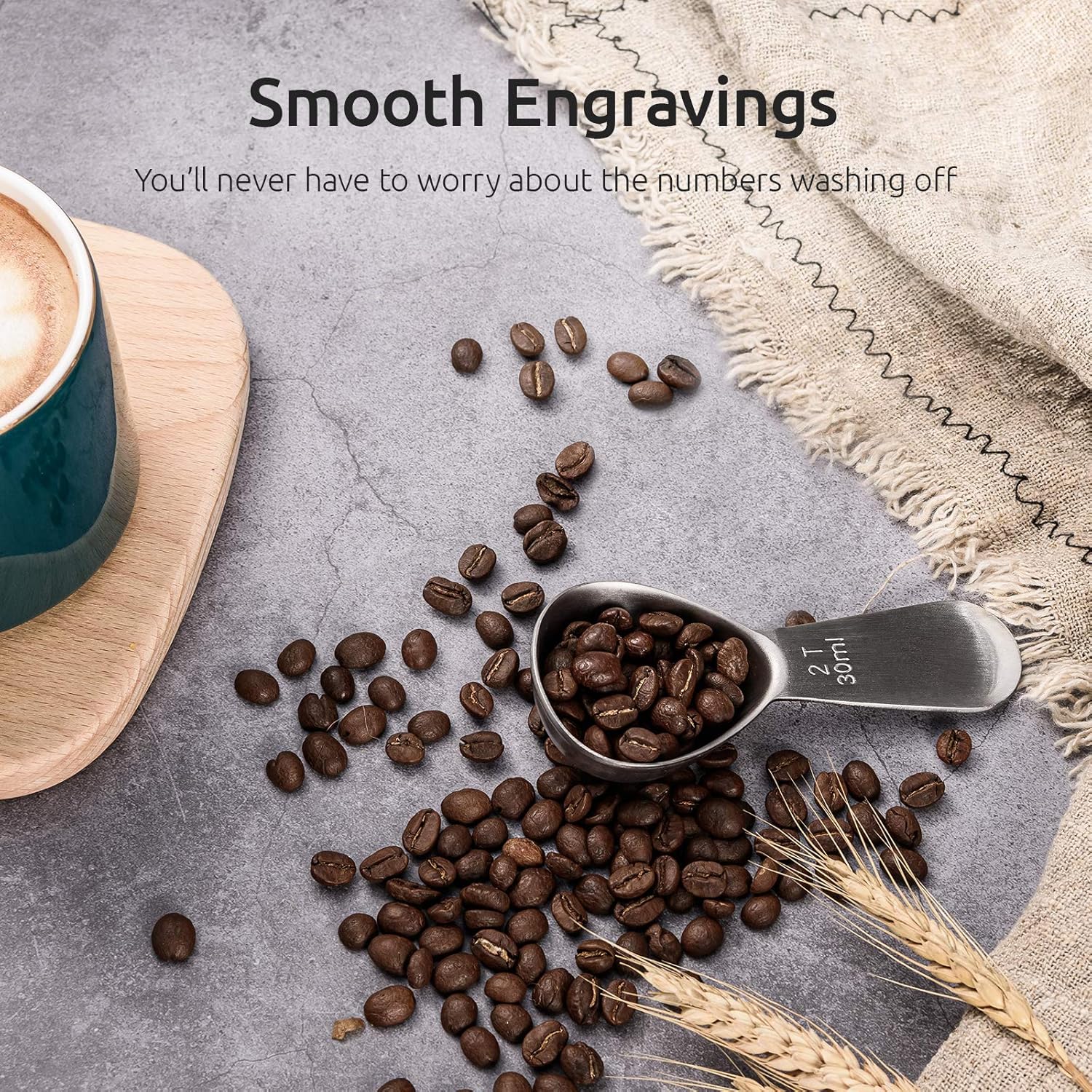 Coffee Scoop: 18/8 Stainless Steel Measuring Coffee Scoop 2 tablespoon, Short Handled Measure Scooper for Ground Coffee, Bean in Canister Silver, 2Tbsp/30ml