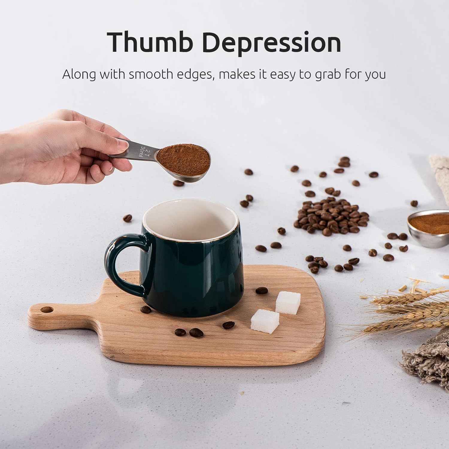 Coffee Scoop: 18/8 Stainless Steel Measuring Coffee Scoop 2 tablespoon, Short Handled Measure Scooper for Ground Coffee, Bean in Canister Silver, 2Tbsp/30ml