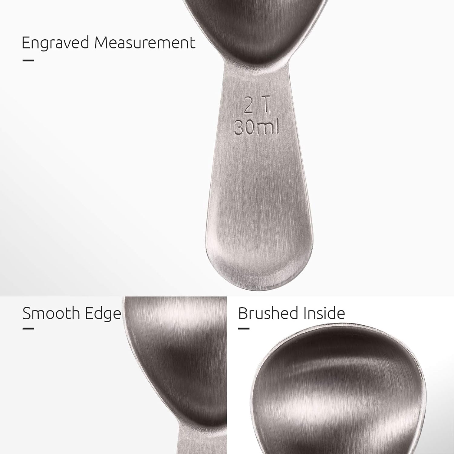 Coffee Scoop: 18/8 Stainless Steel Measuring Coffee Scoop 2 tablespoon, Short Handled Measure Scooper for Ground Coffee, Bean in Canister Silver, 2Tbsp/30ml