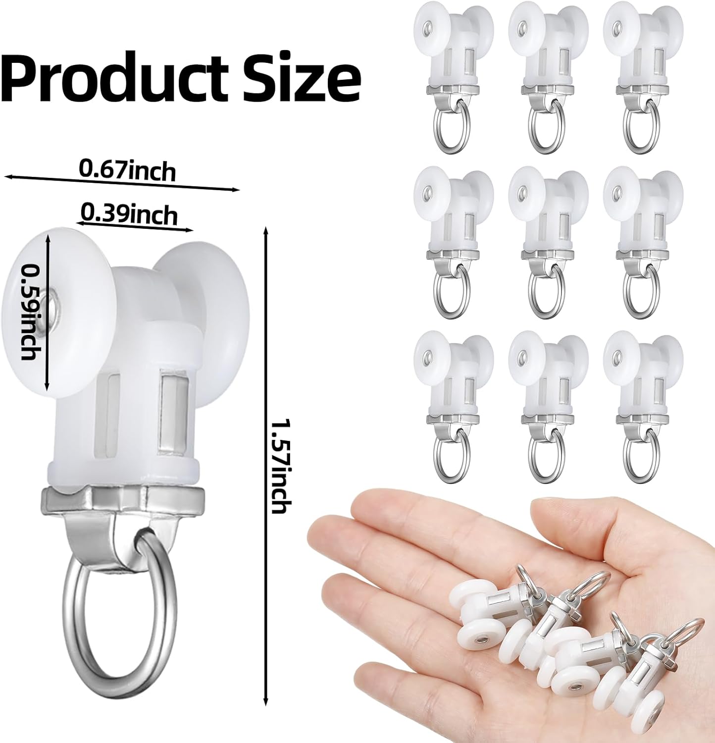 Curtain Track Roller Hooks Rail Pulleys Runners Plastic Ceiling Gliders Window Rod Dual Wheel Roller Carriers Mounted Curtain Track for Window Rail Rod Room Dividers 30 Pcs