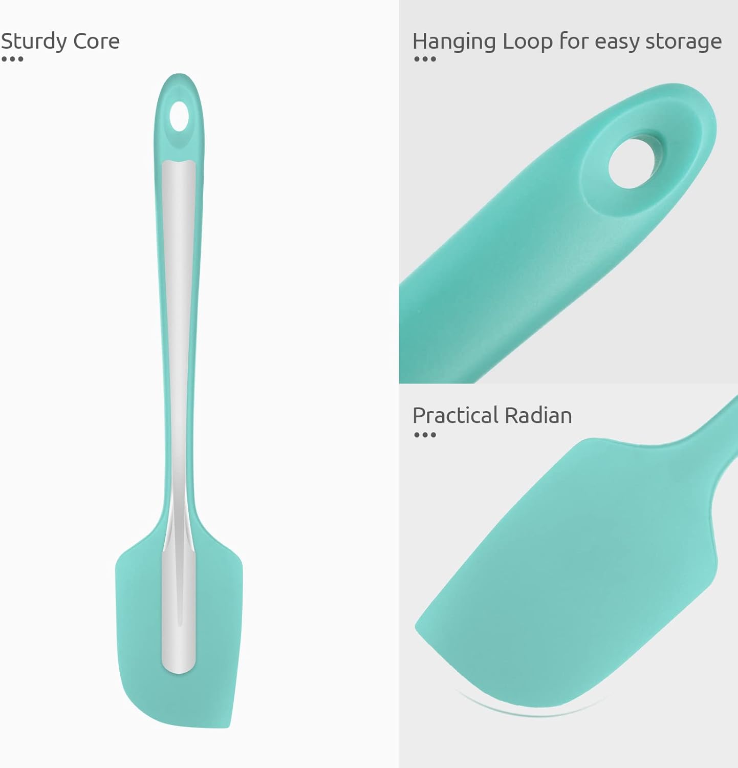 Heat Resistant Silicone Large Spatula: 600ºF High Heat Flexible 11.38in Silicon Mixing Stirring Cooking Scraping Baking Bowl Scraper Seamless Spreader for Kitchen Nonstick Cookware Aqua Sky