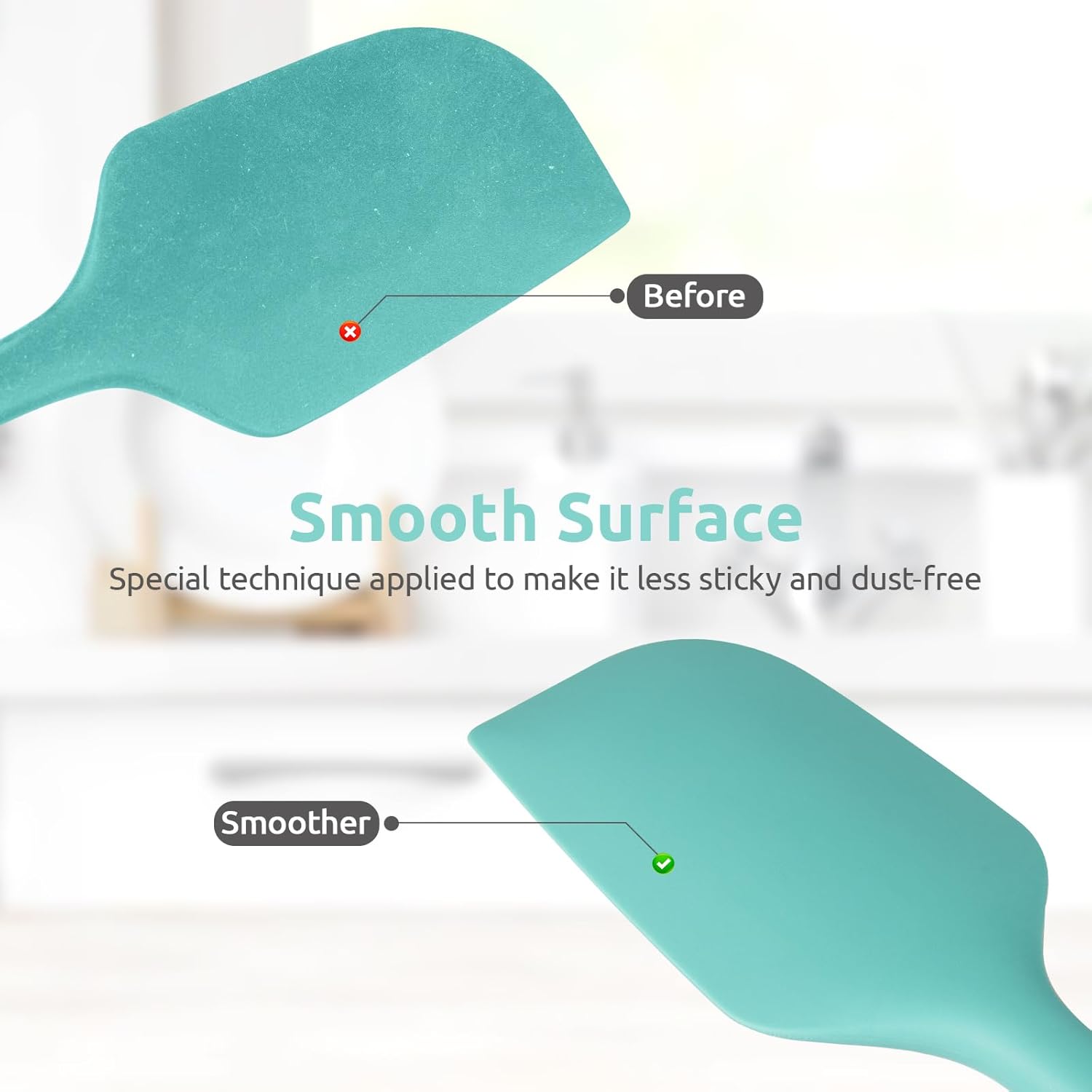 Heat Resistant Silicone Large Spatula: 600ºF High Heat Flexible 11.38in Silicon Mixing Stirring Cooking Scraping Baking Bowl Scraper Seamless Spreader for Kitchen Nonstick Cookware Aqua Sky