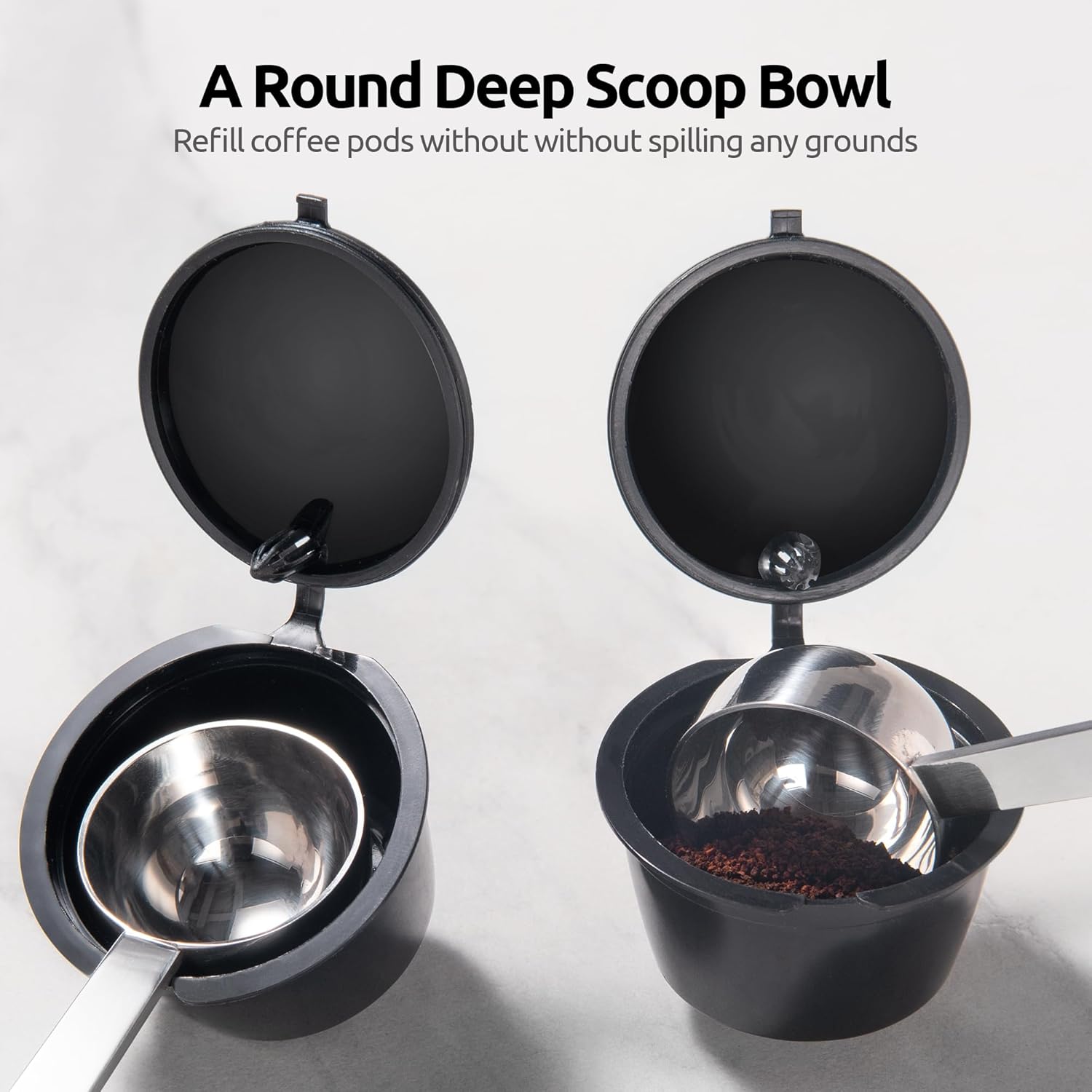 Coffee Scoop 1 Tablespoon: 18/8 Stainless Steel Measuring Scooper for Ground Coffee, Bean, Powder, Espresso, 4.3in Long Handle Metal Measure Spoon for Canister, Jar 1Tbsp/15ml