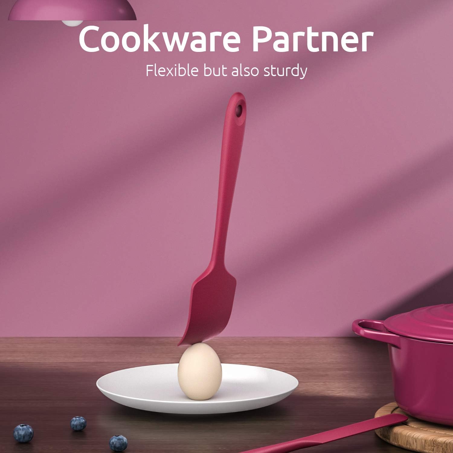Silicone Spatula Set with 480 Degrees Fahrenheit Heat Resistant Red
