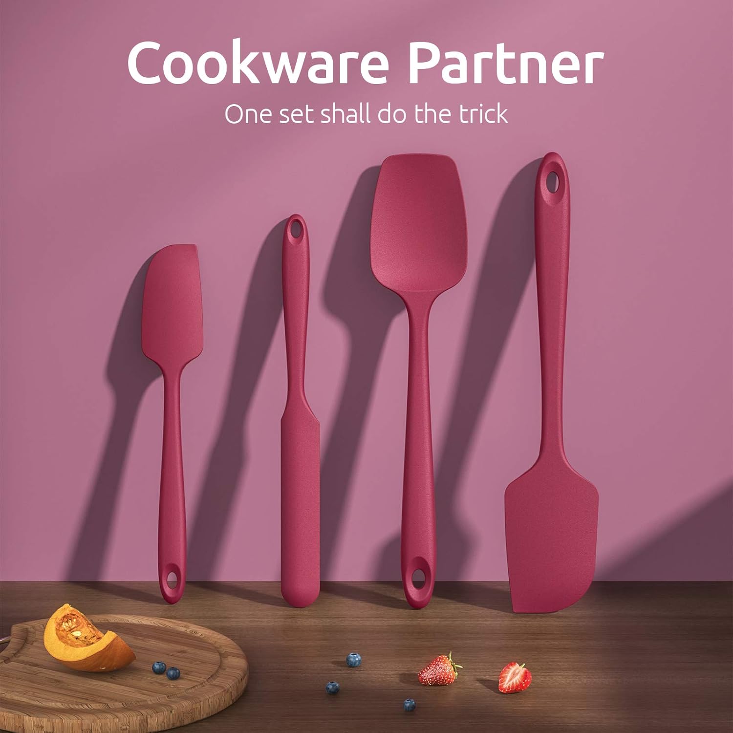 Silicone Spatula Set with 480 Degrees Fahrenheit Heat Resistant Red