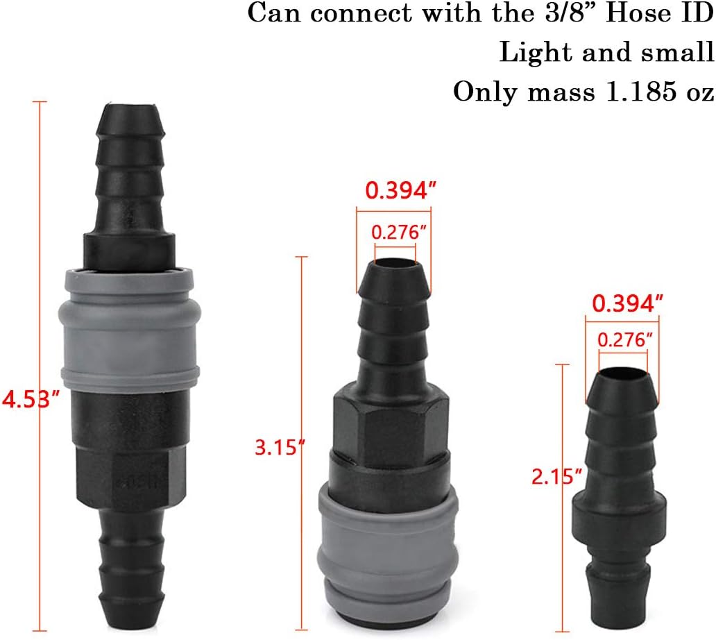 Quick Disconnect Set, Air Hose Fitting Quick Connect Coupler, 3/8" Barb Hose, Air Compressor Accessories Fitting, Industrial Type C