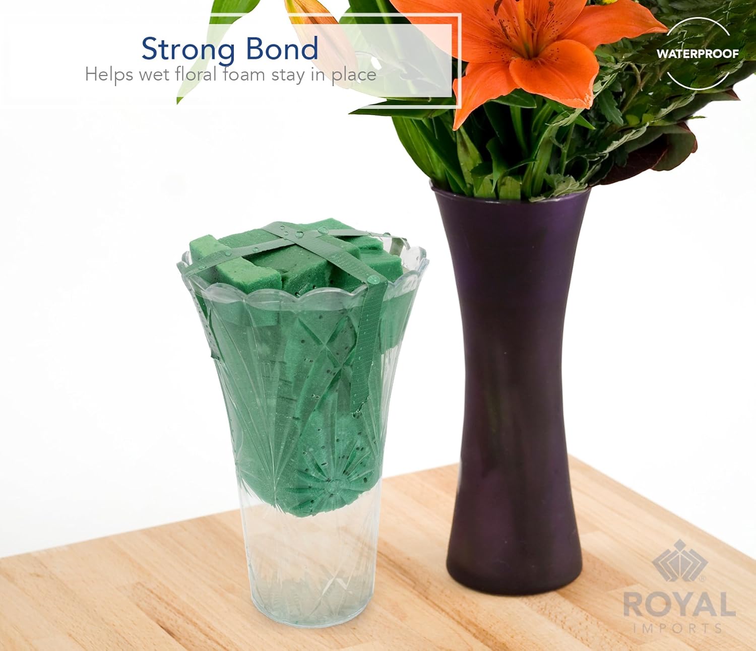 Floral Tape Green, Flower Stem Wrap Adhesive Waterproof Florist Tape for Decorative Bouquets Arranging and Crafts - 0.5" 60 Yd/180Ft - 1 Roll