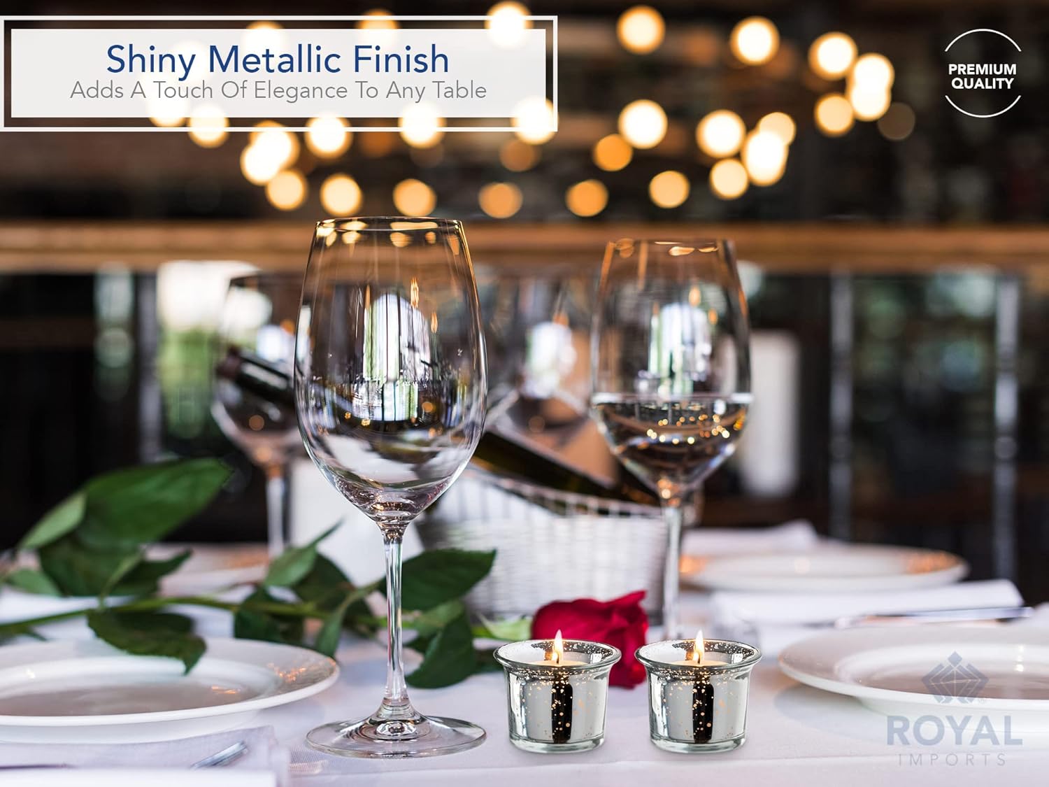 Silver Oyster Mercury Glass Votive Candle Holder, Table Centerpiece Tealight Decoration for Elegant Dinner, Party, Wedding, Holiday, Set of 6 Unfilled