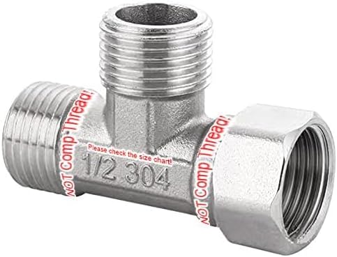 Stainless Steel 1/2" G 3 Way Diverter, Movable Cap Flexible Tee Connector for Angled Valve, Bidet, Sprayer, Shower Arm All 3 way is 1/2 G threaded!!, Thread ID/OD is 19.8MM/3/4"