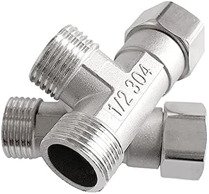 Stainless Steel 1/2" G 3 Way Diverter, Movable Cap Flexible Tee Connector for Angled Valve, Bidet, Sprayer, Shower Arm All 3 way is 1/2 G threaded!!, Thread ID/OD is 19.8MM/3/4"