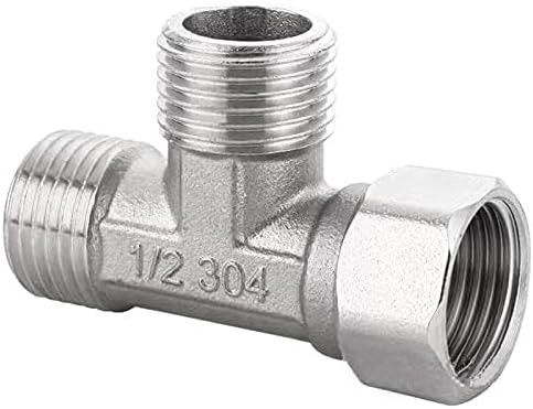 Stainless Steel 1/2" G 3 Way Diverter, Movable Cap Flexible Tee Connector for Angled Valve, Bidet, Sprayer, Shower Arm All 3 way is 1/2 G threaded!!, Thread ID/OD is 19.8MM/3/4"