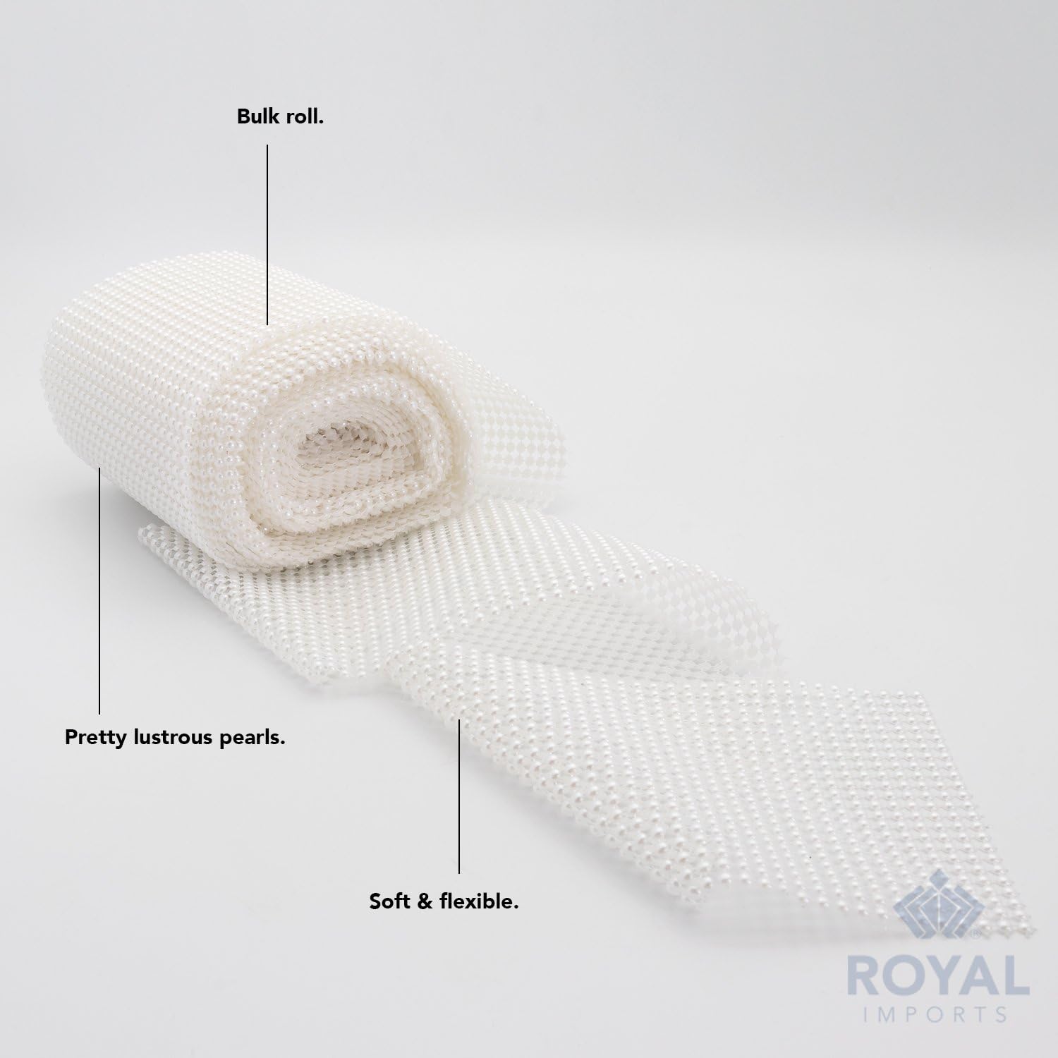 Pearl Bling Wrap Ribbon for Wedding Cake, Party, Holiday & Home Decoration, 10 Yards - White