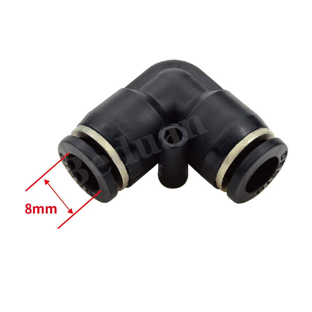 Push to Connect Fitting Elbow, 8mm x 8mm Tube OD Pneumatic 90° Degree Adapter Push in Fitting for Air Compressor Pack of 10