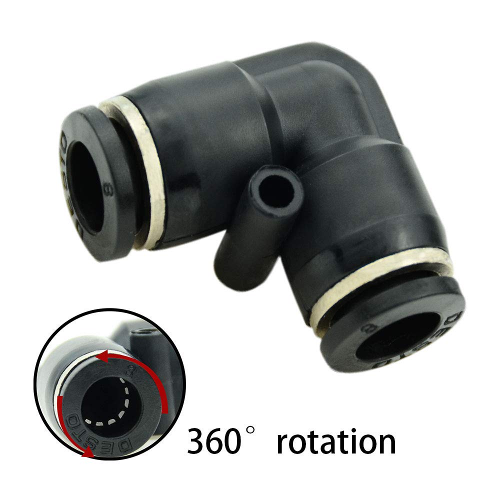Push to Connect Fitting Elbow, 8mm x 8mm Tube OD Pneumatic 90° Degree Adapter Push in Fitting for Air Compressor Pack of 10